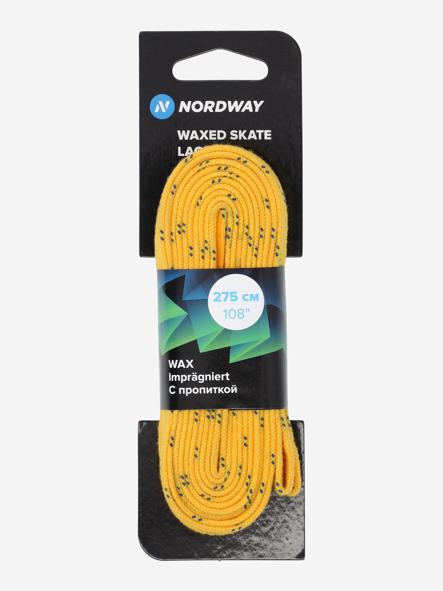 фото Шнурки для коньков с пропиткой nordway wax, желтый