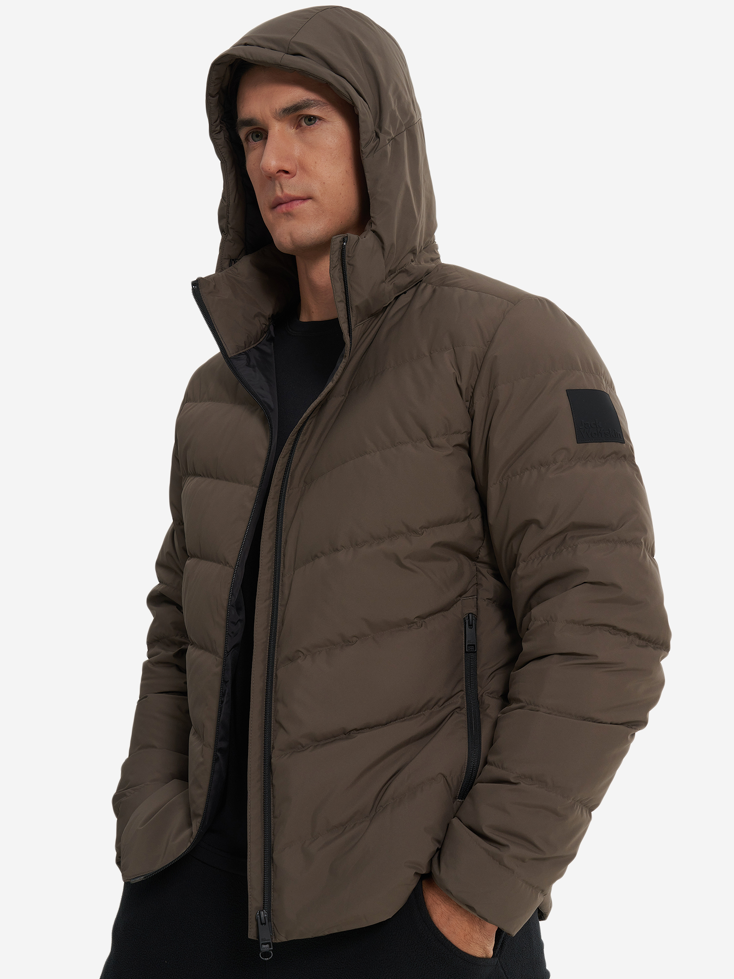 фото Пуховик мужской jack wolfskin colonius, коричневый