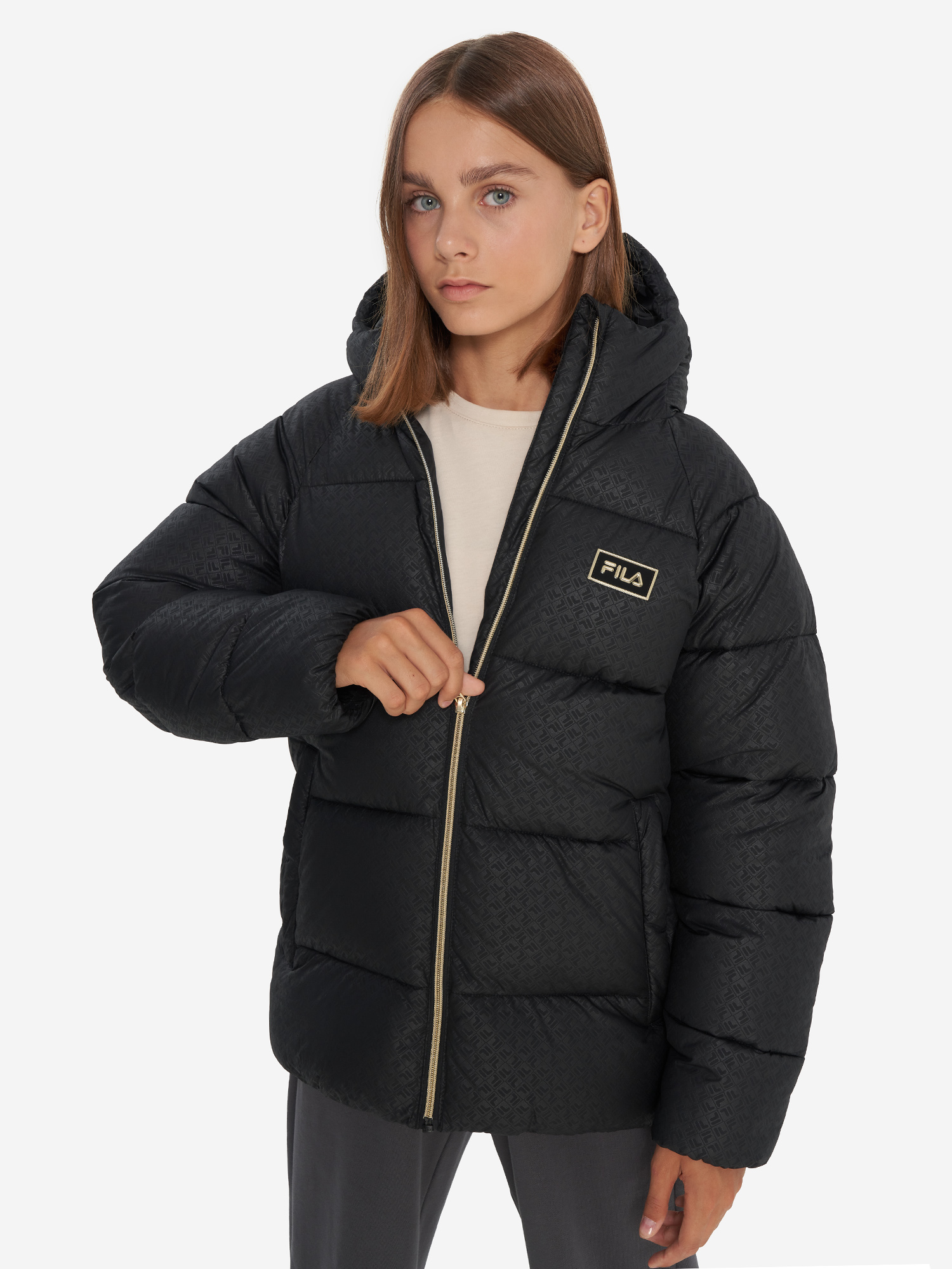 фото Пуховик для девочек fila, черный