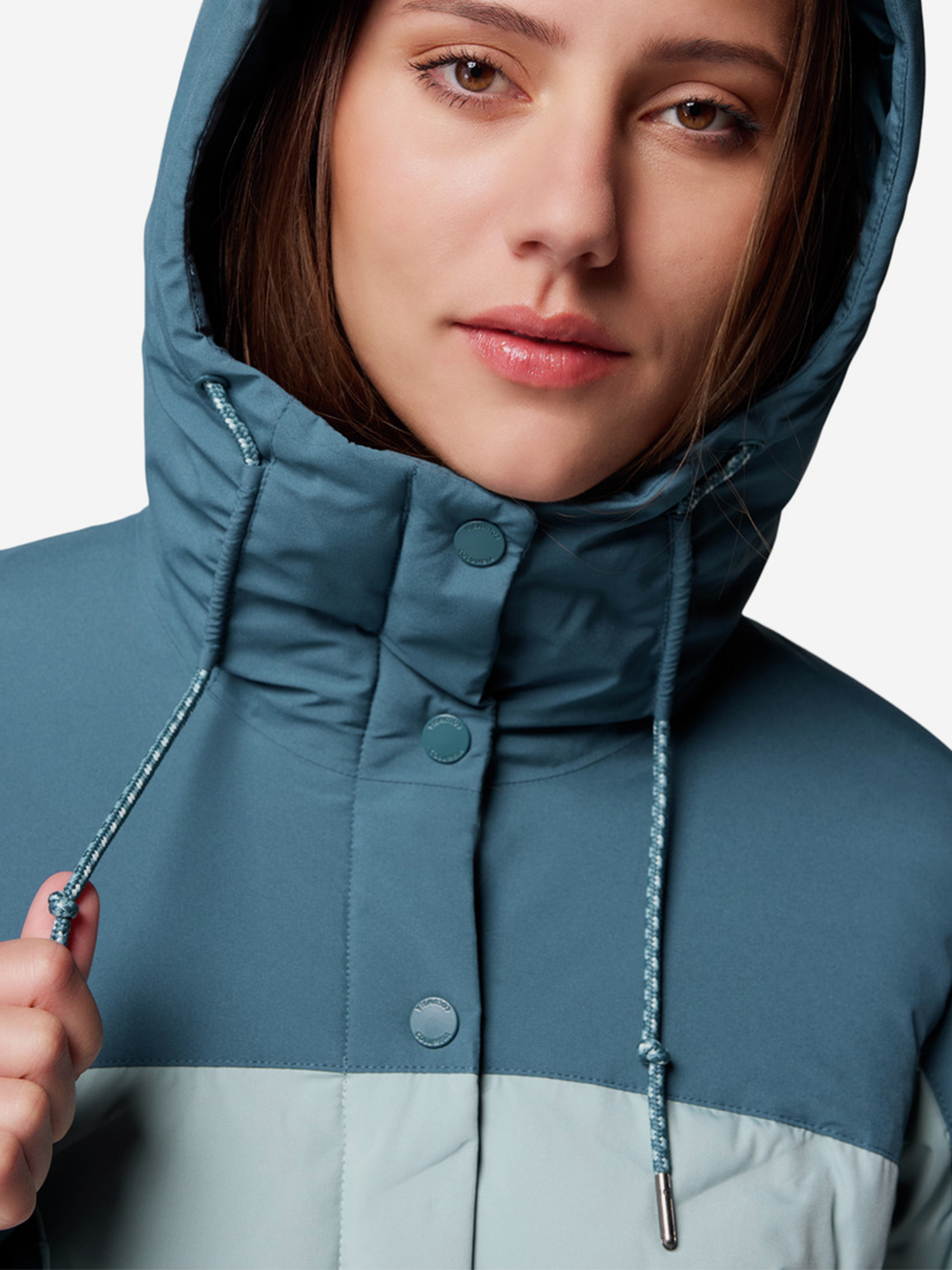 фото Пуховик женский columbia mountain croo iii mid down jacket, голубой