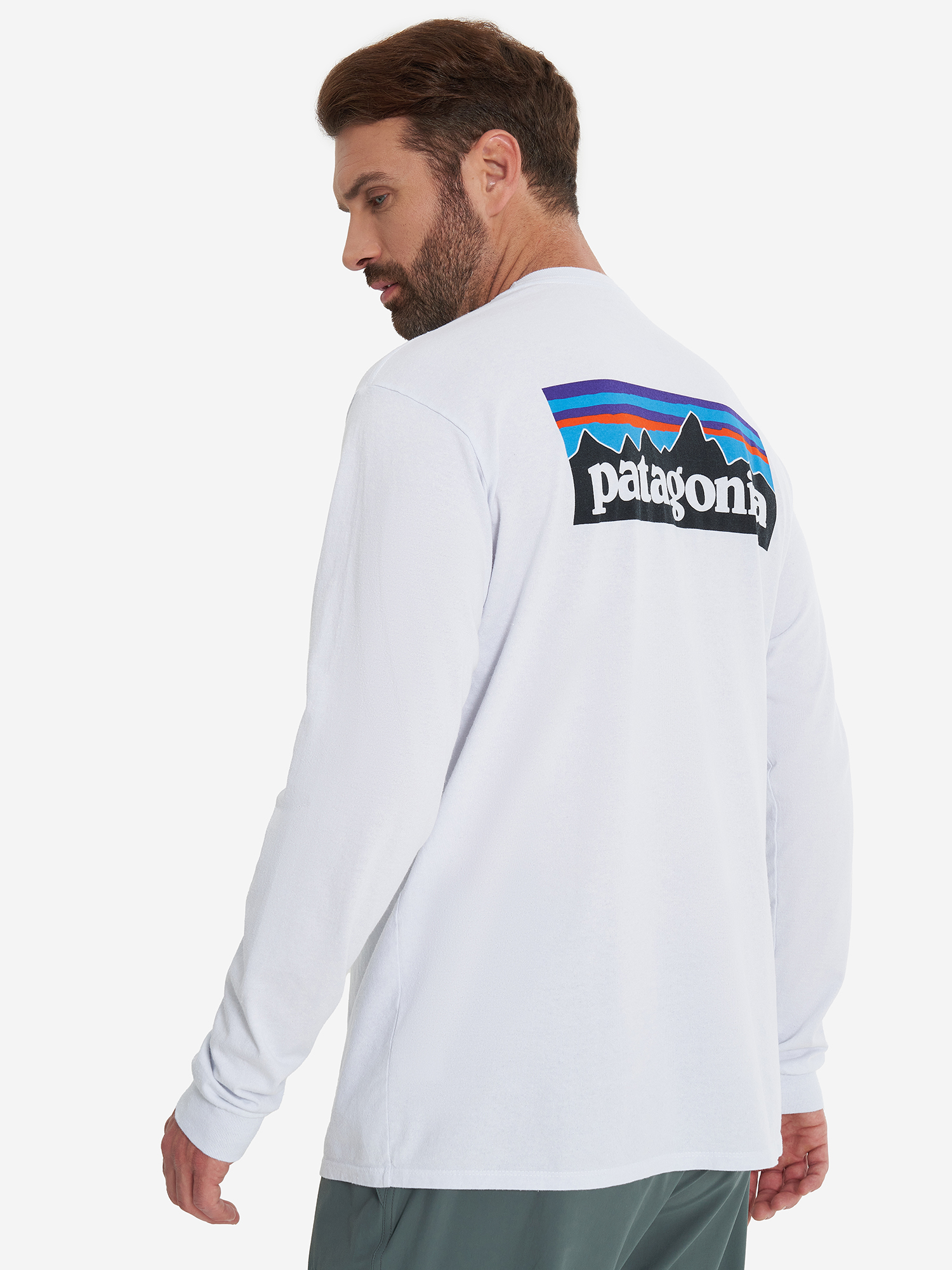фото Лонгслив мужской patagonia logo, белый