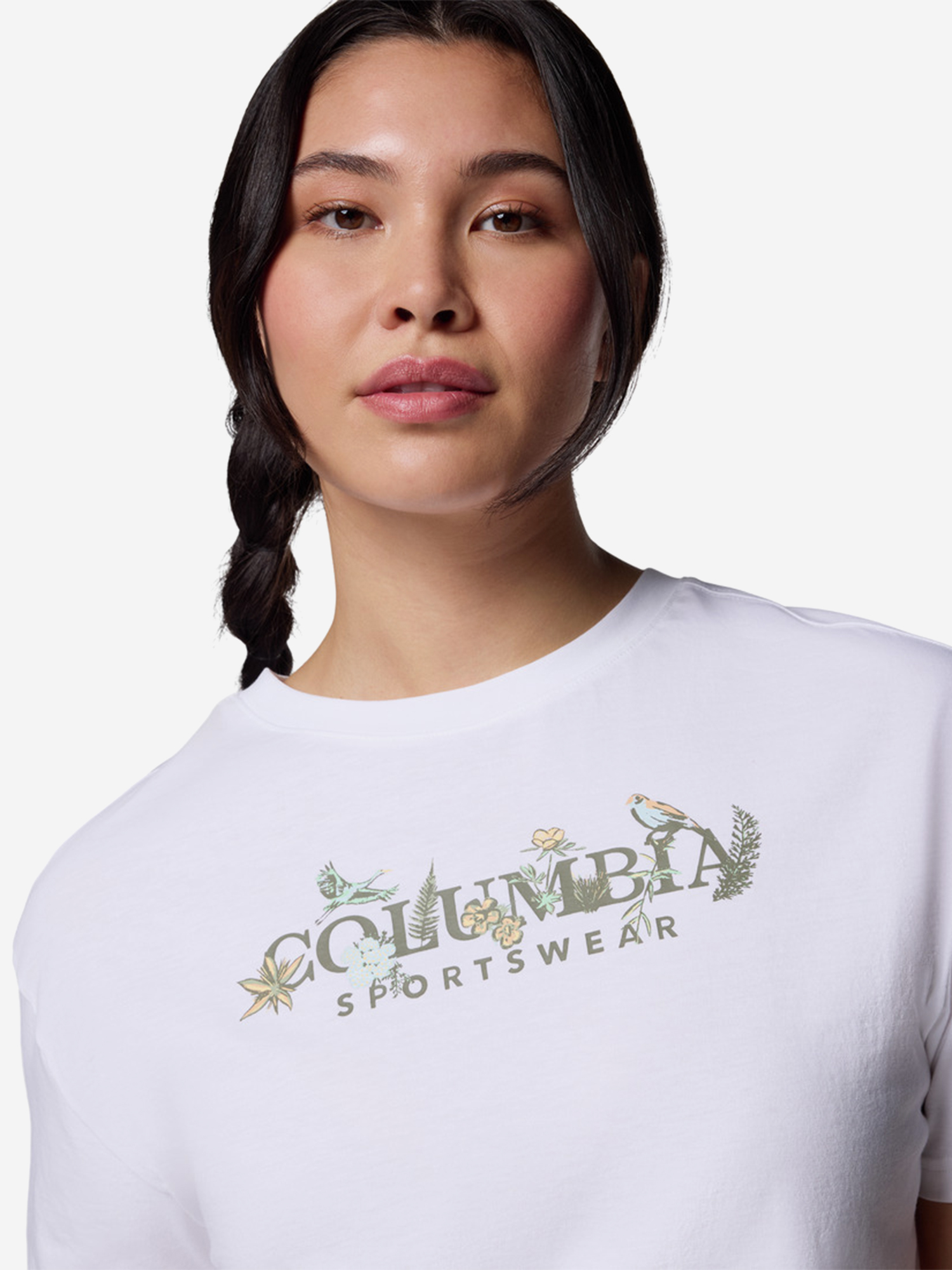 фото Футболка женская columbia rolling bend graphic relaxed crop ss, белый