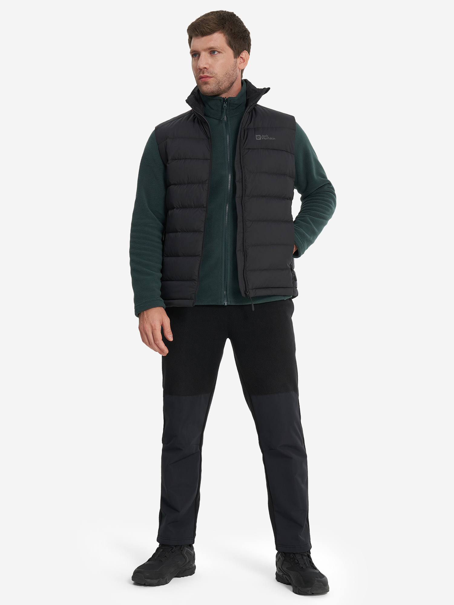 фото Жилет пуховый мужской jack wolfskin ather, черный