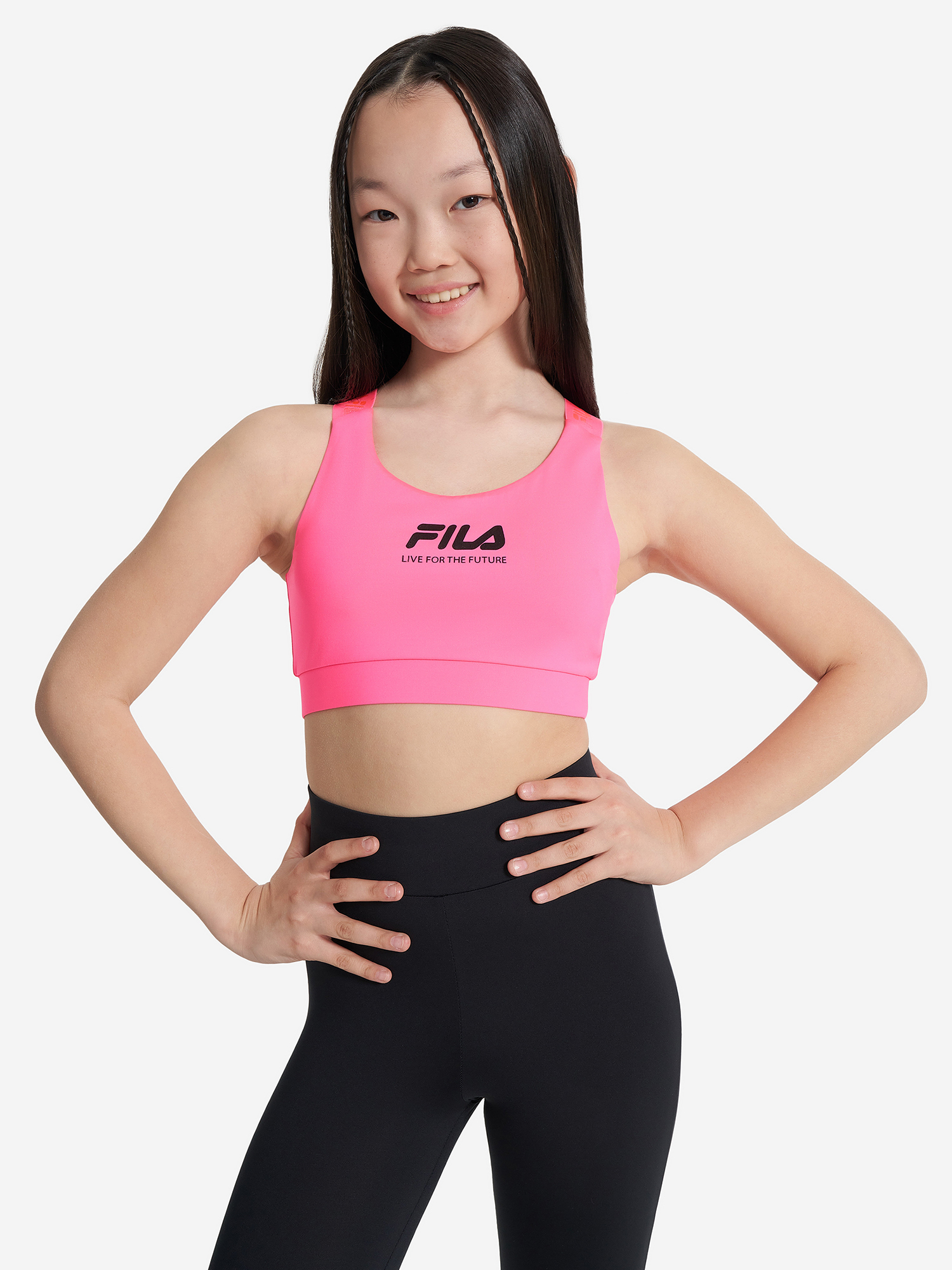 фото Топ бра спортивный для девочек fila, розовый