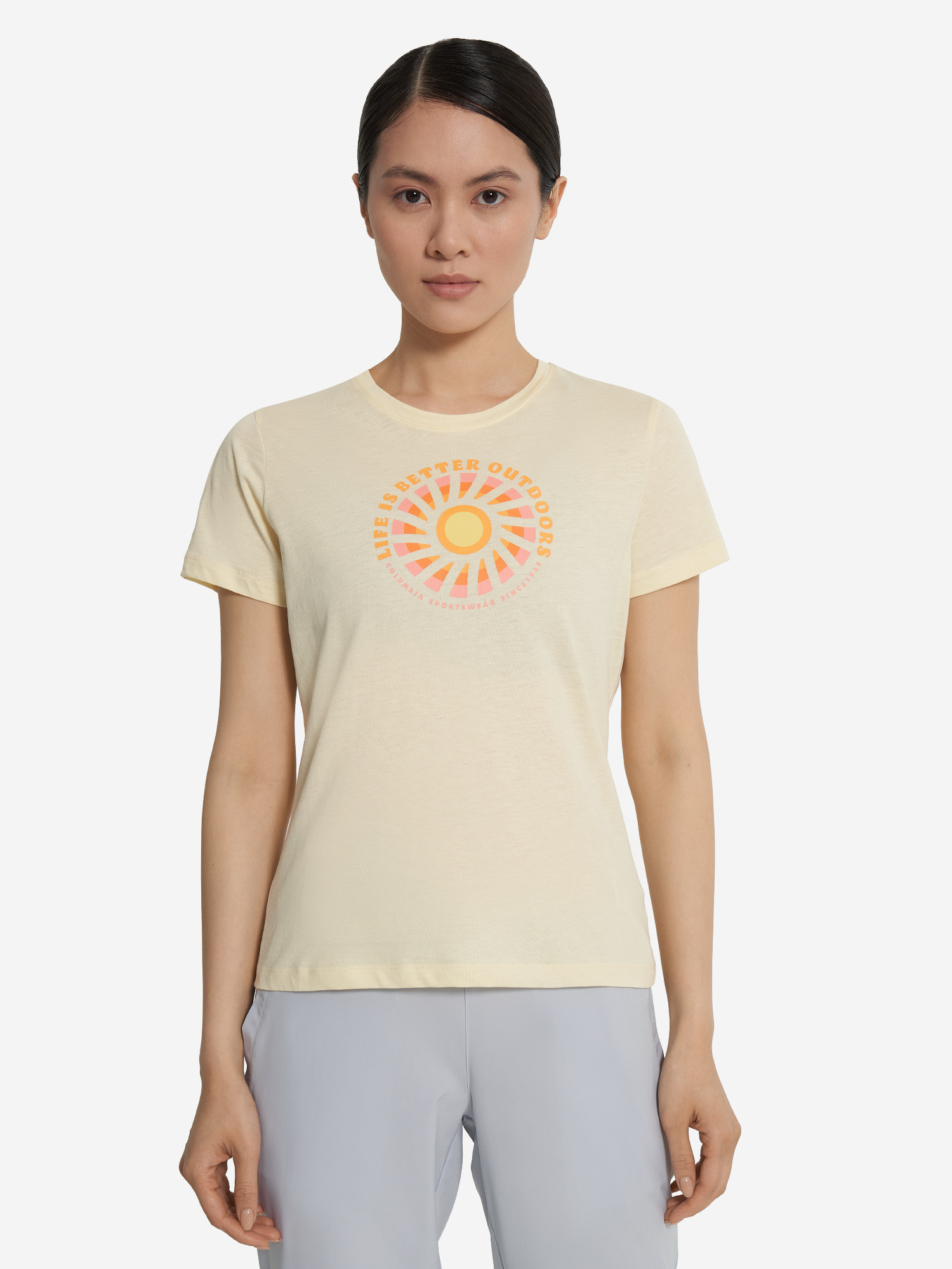 фото Футболка женская columbia ruby springs graphic fitted ss, желтый