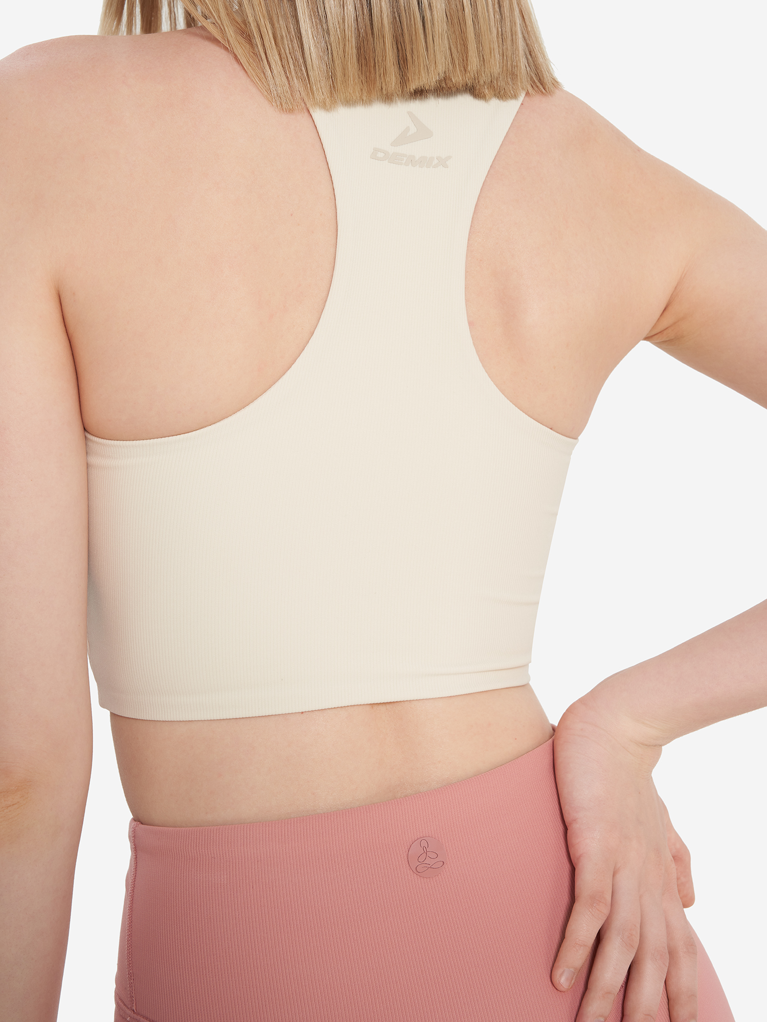 фото Топ бра спортивный demix highflow yoga longline, бежевый