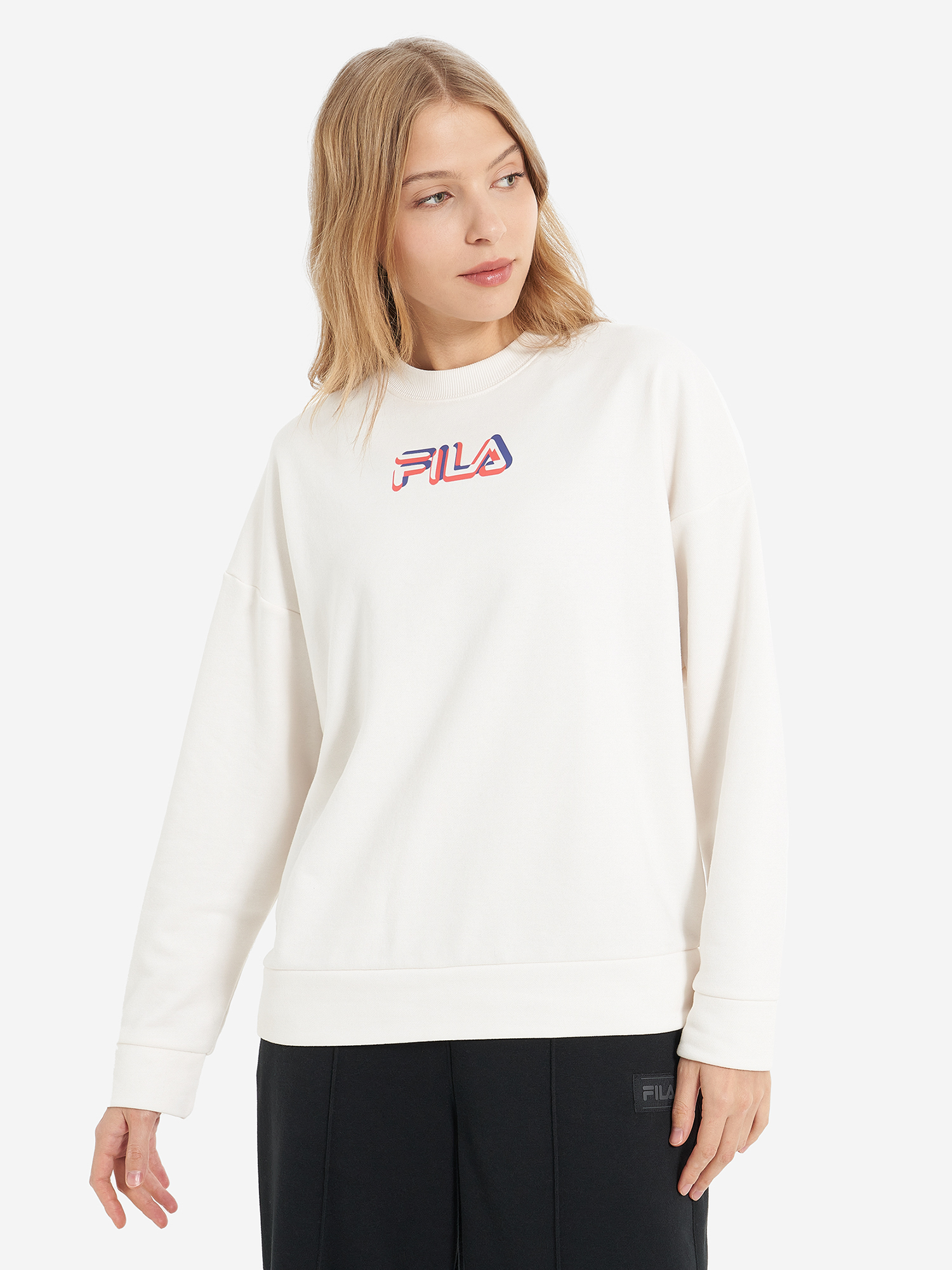 фото Свитшот женский оверсайз fila, бежевый