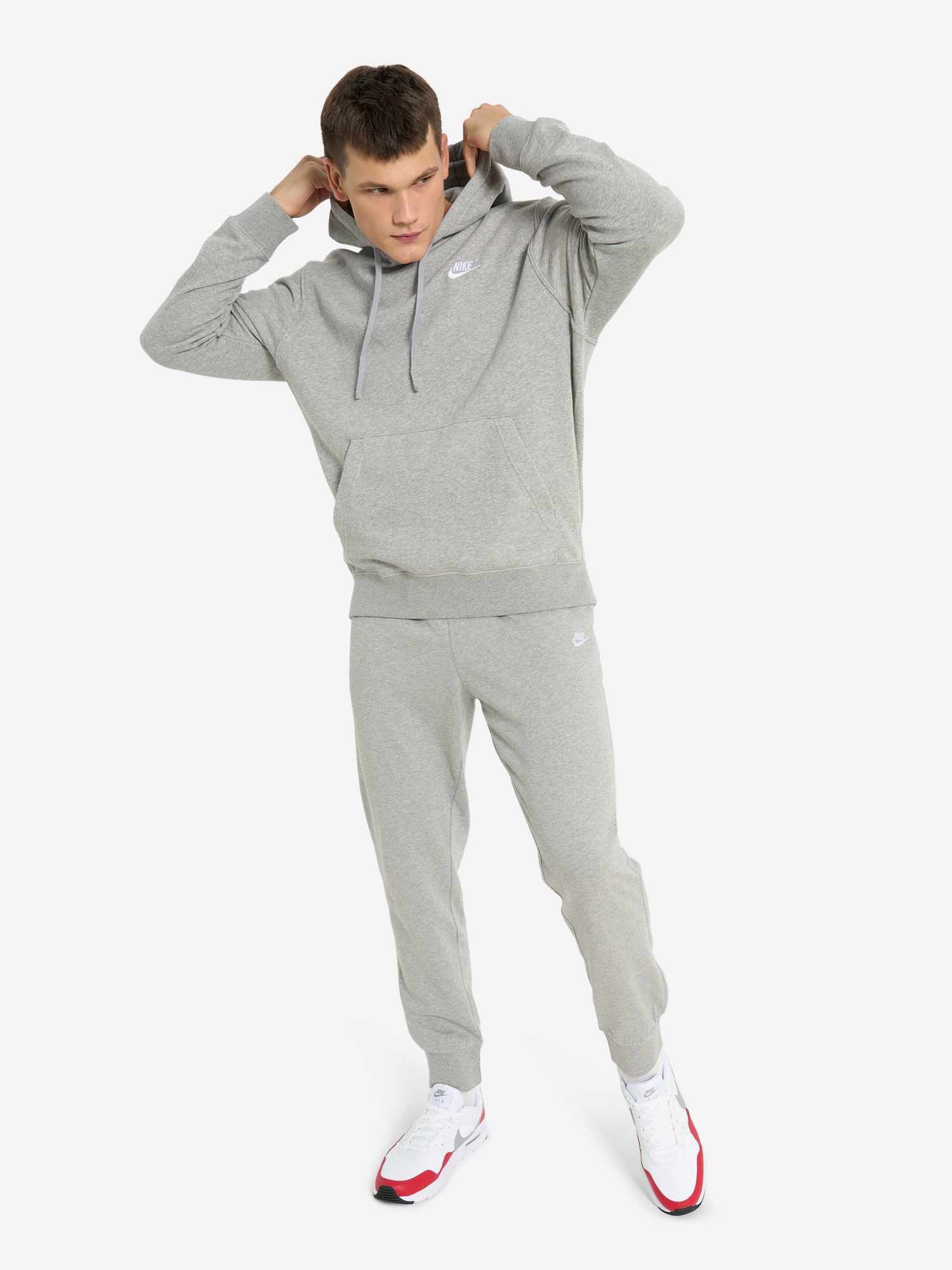 фото Худи мужское nike club hoodie, серый