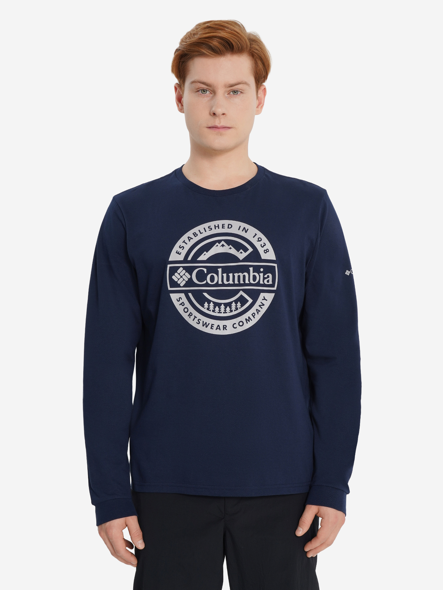 фото Лонгслив мужской columbia csc seasonal logo ls tee, синий