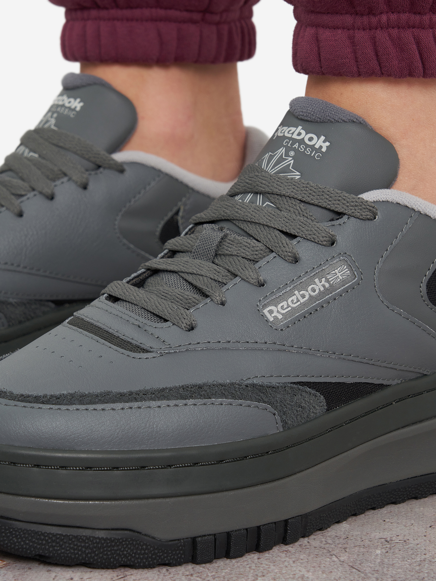 фото Кеды женские reebok club c extra, серый