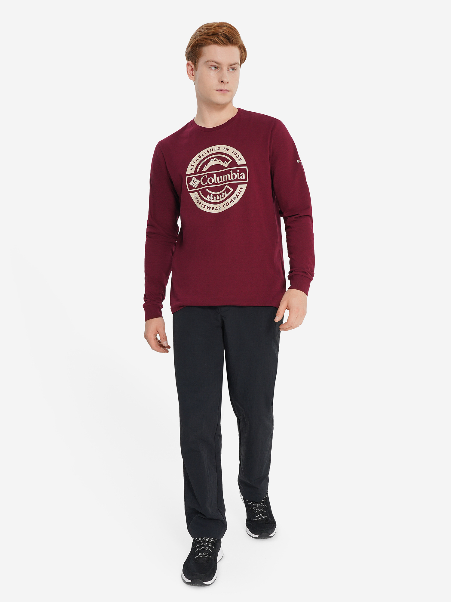 фото Лонгслив мужской columbia csc seasonal logo ls tee, красный