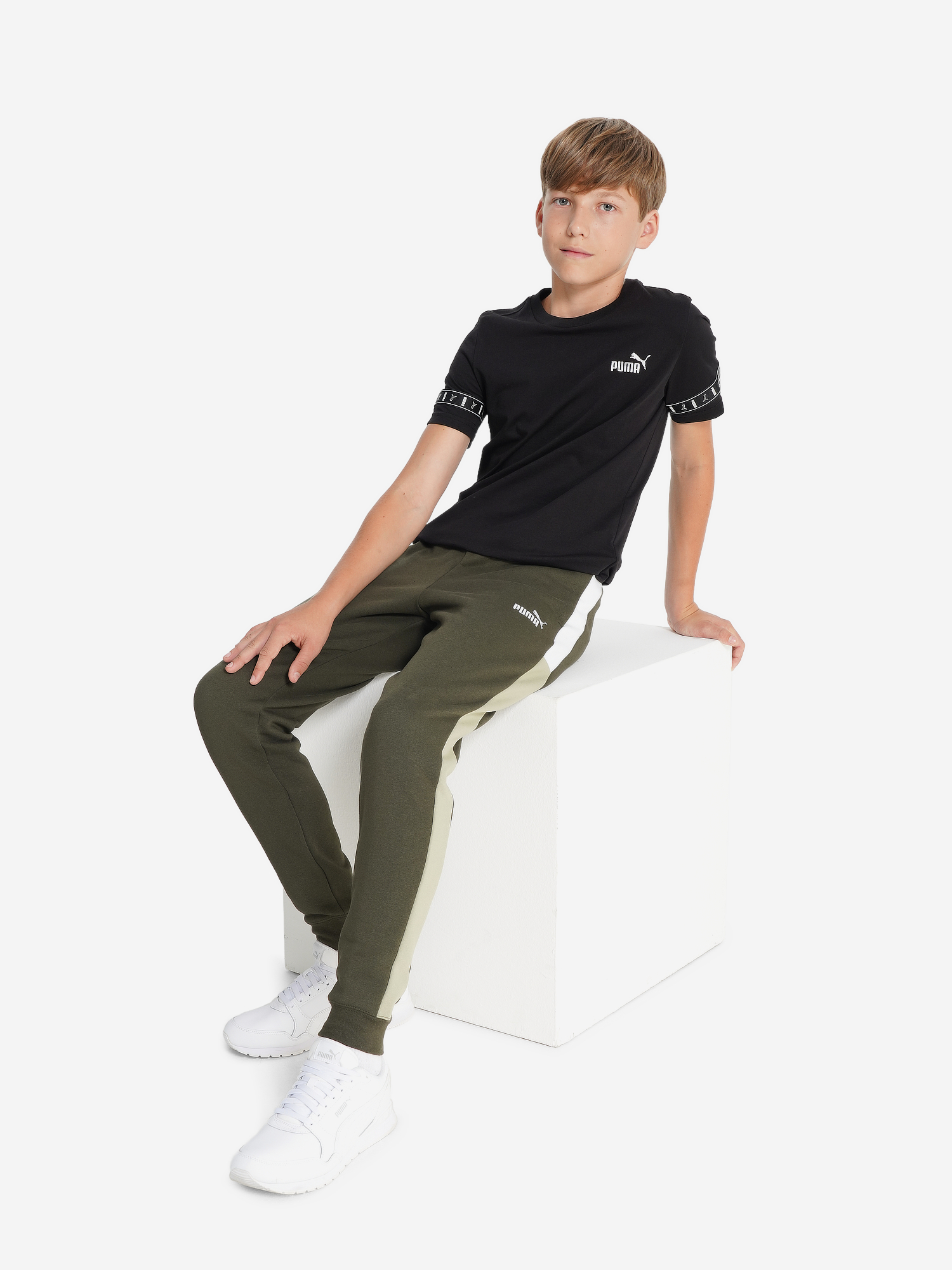 фото Брюки для мальчиков puma block, зеленый
