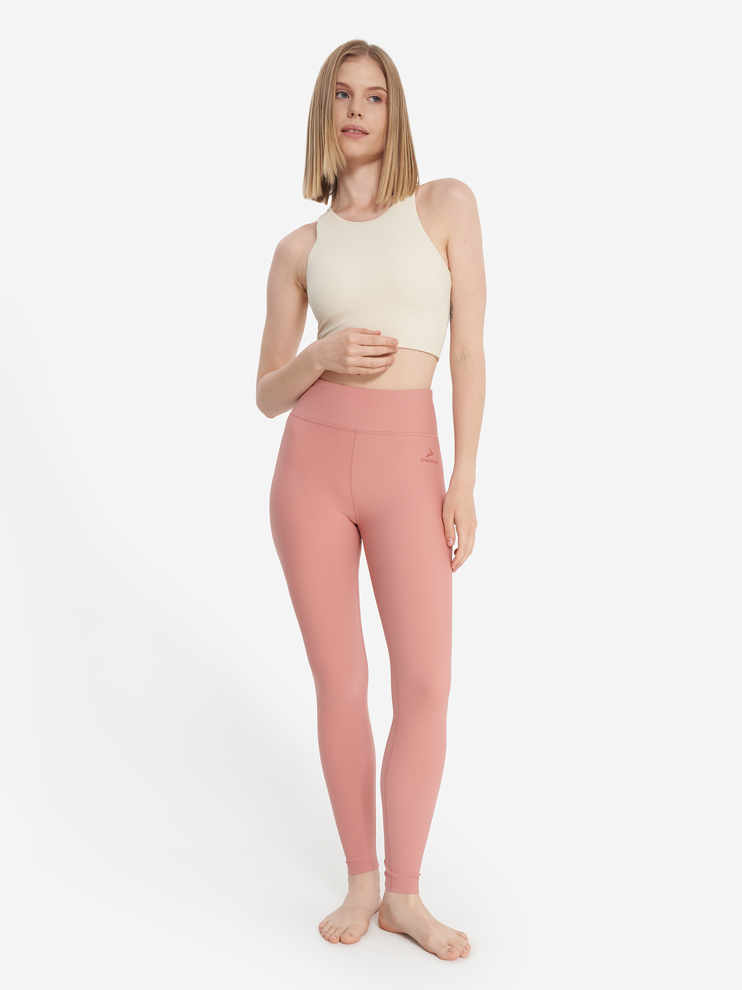фото Топ бра спортивный demix highflow yoga longline, бежевый