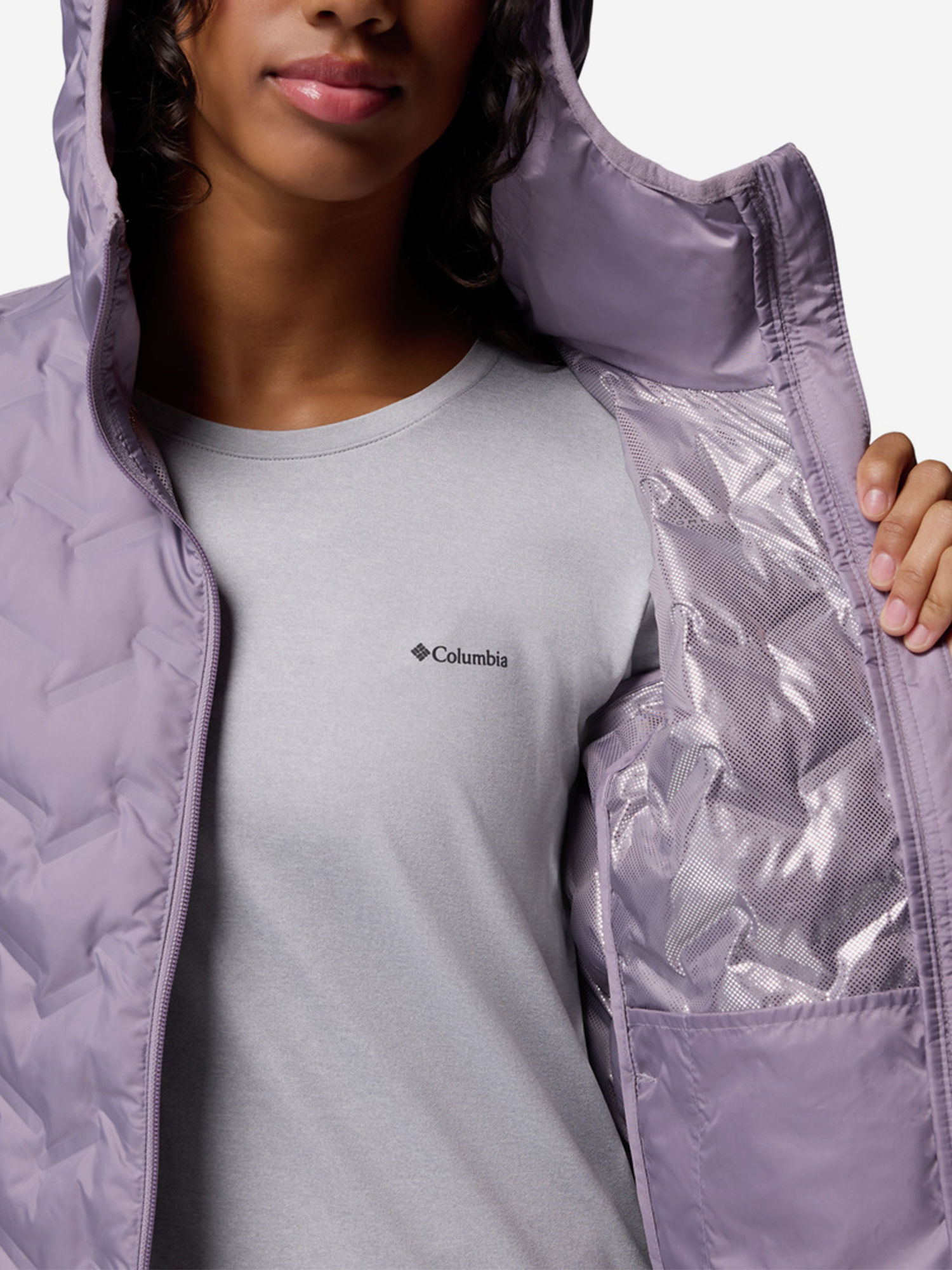 фото Пуховик женский columbia delta ridge ii long down jacket, розовый