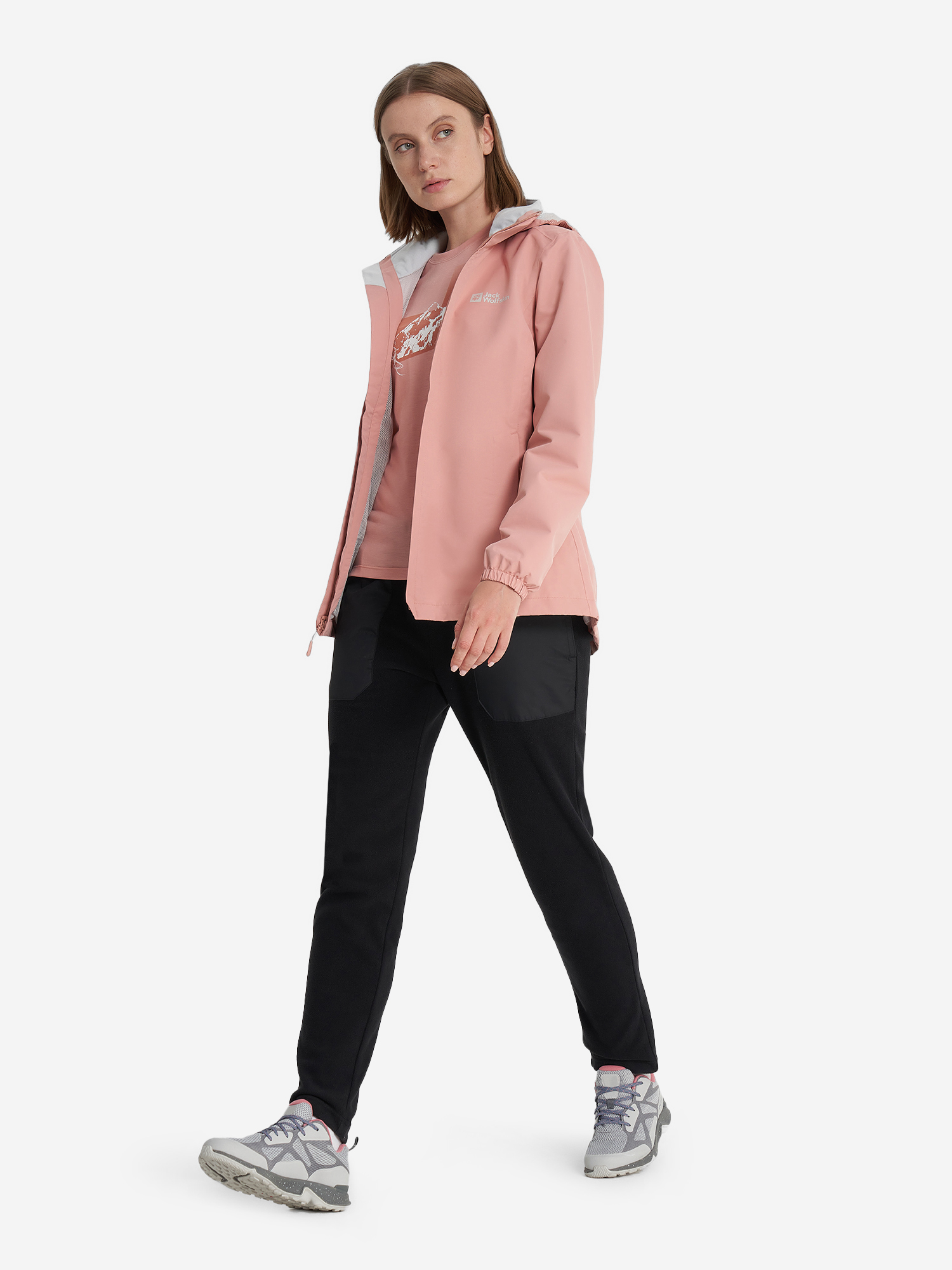 фото Куртка мембранная женская jack wolfskin stormy point, розовый