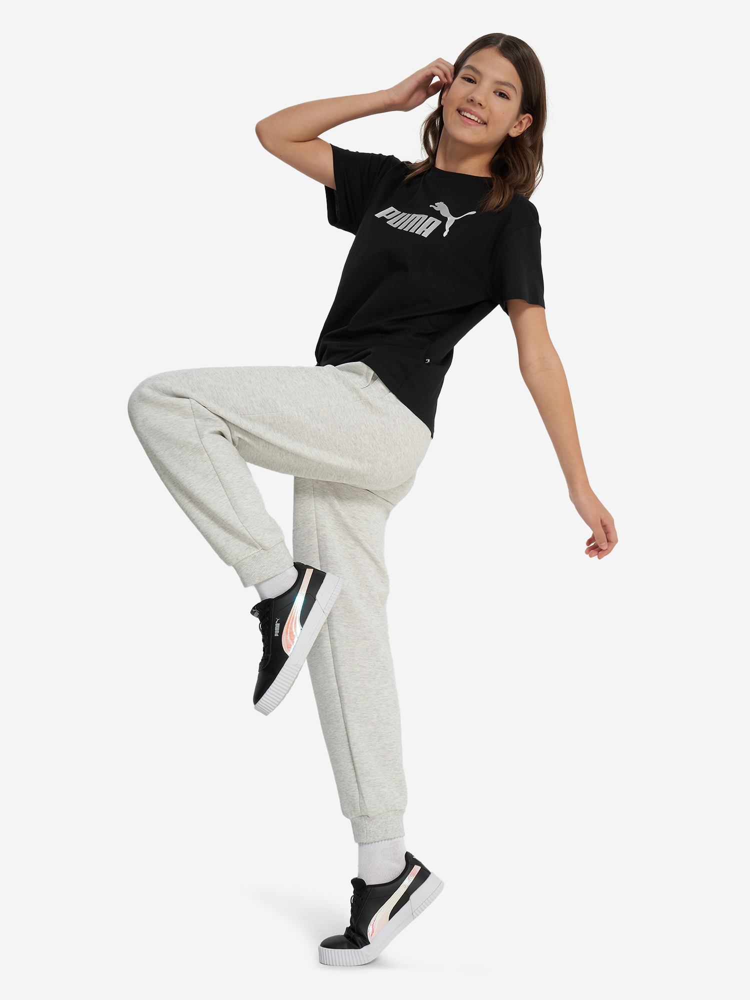 фото Футболка для девочек puma ess+ logo knotted, черный