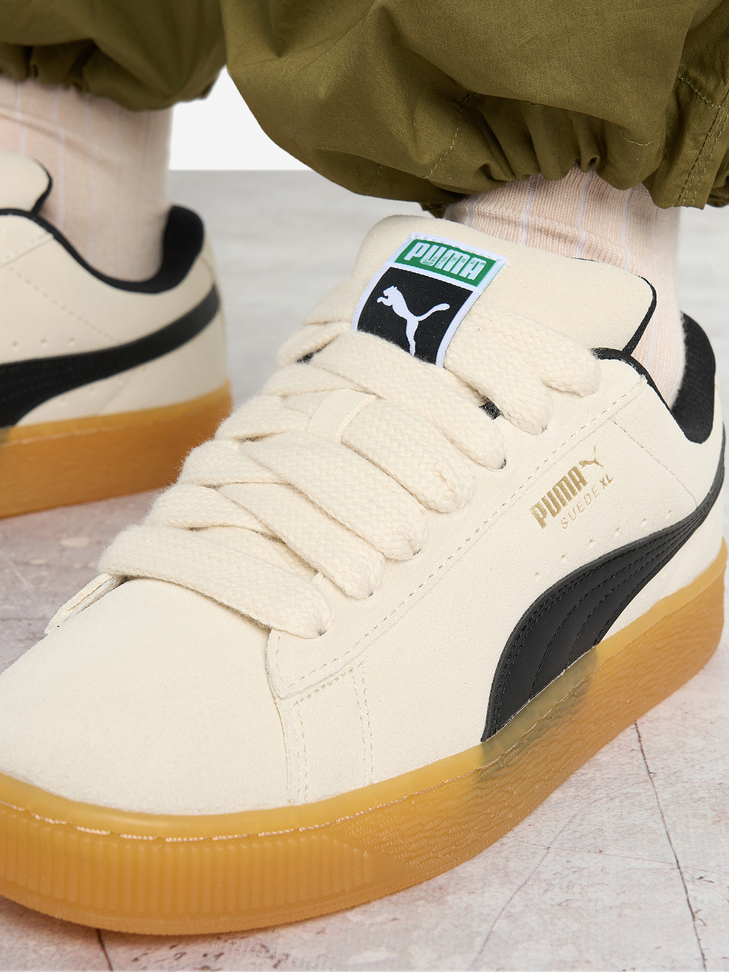 фото Кеды женские puma suede xl dark risk, бежевый