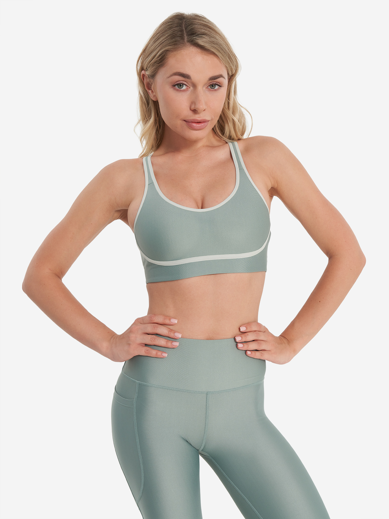фото Спортивный топ бра under armour infinity piped, зеленый