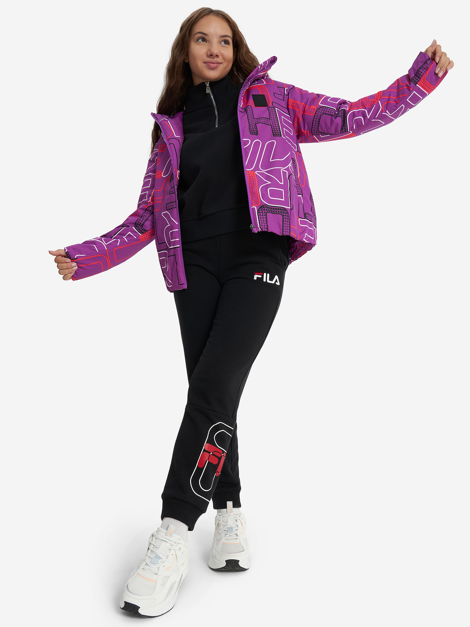 фото Куртка утепленная для девочек fila, фиолетовый