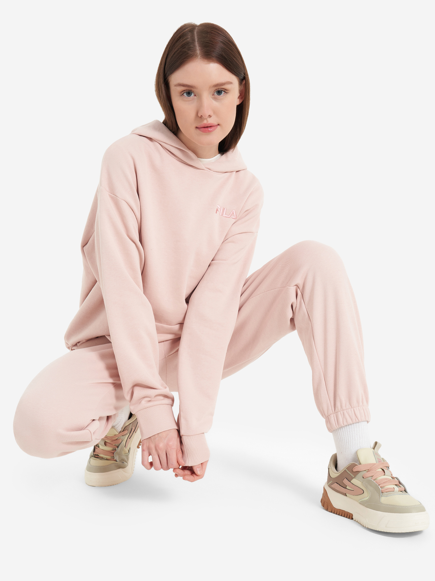 фото Худи женское оверсайз fila, бежевый