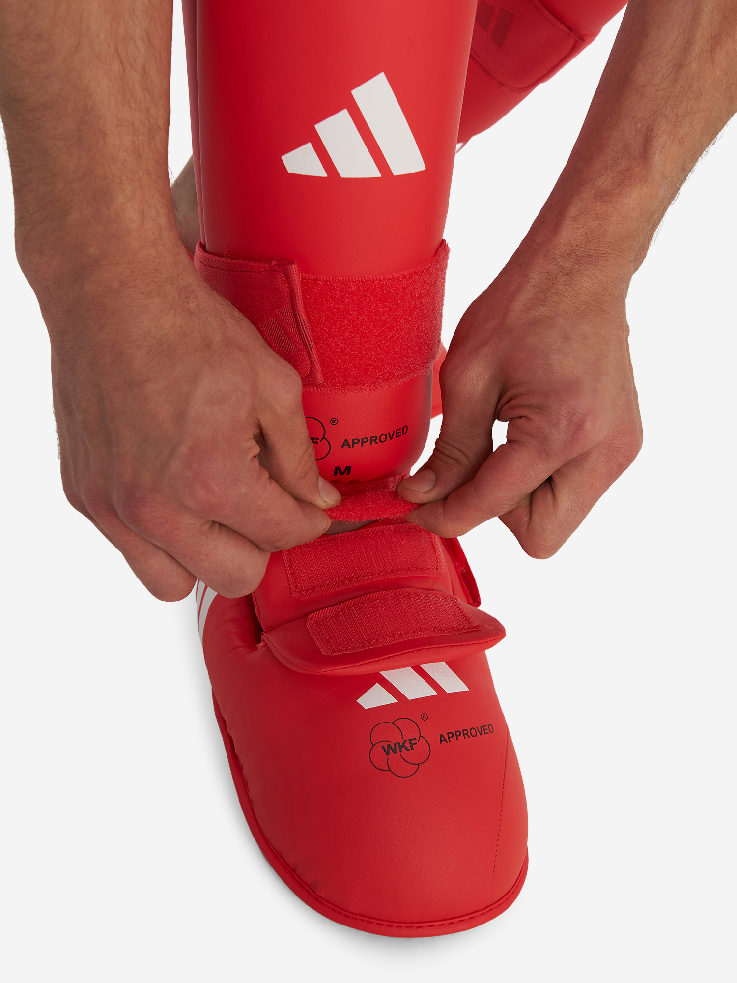 фото Защита голени и стопы adidas wkf shin & removable foot, красный