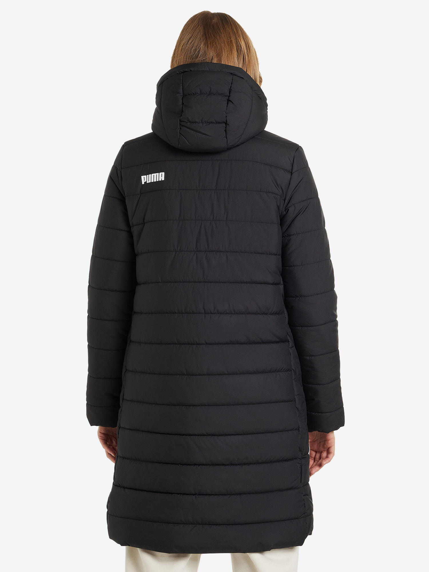 фото Куртка удлиненная женская puma ess hooded padded, черный