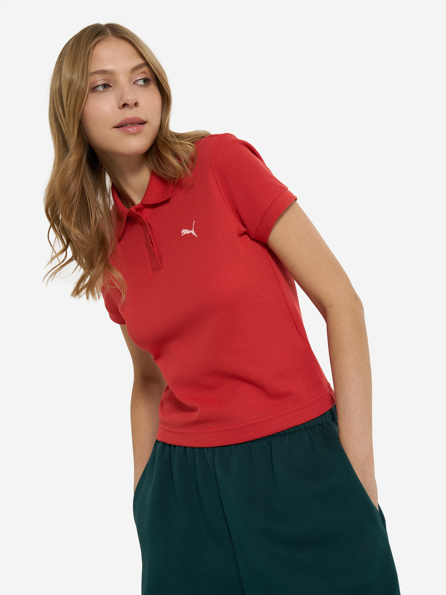 фото Поло женское puma premium ess, красный