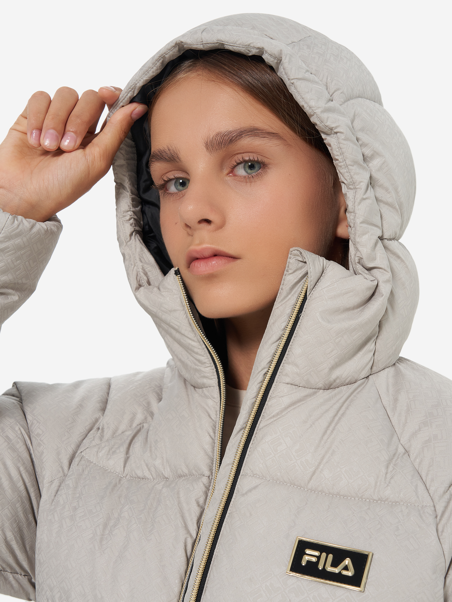 фото Пуховик для девочек fila, серый