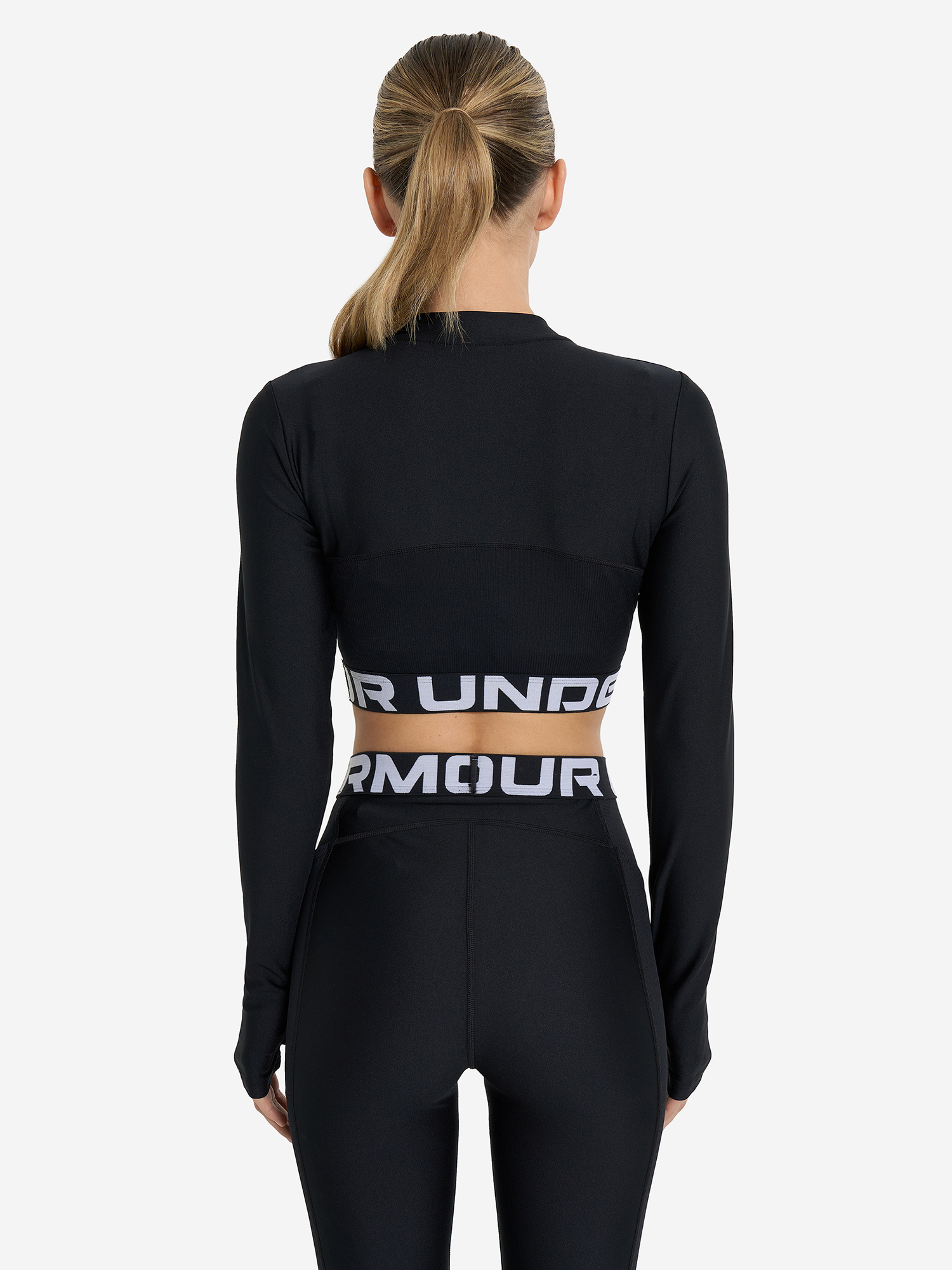 фото Лонгслив женский under armour heatgear rib, черный