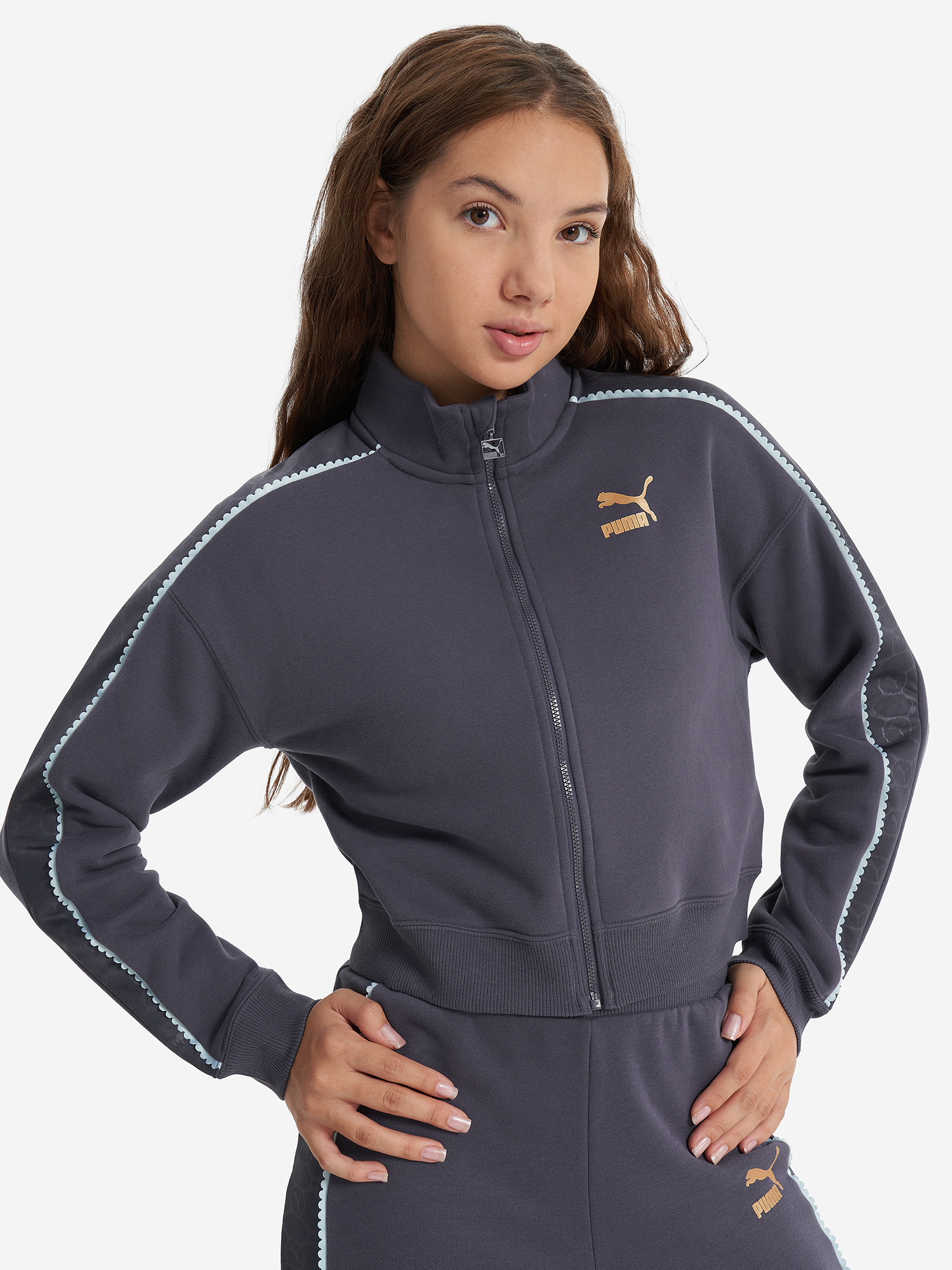 фото Толстовка для девочек puma off side track, серый