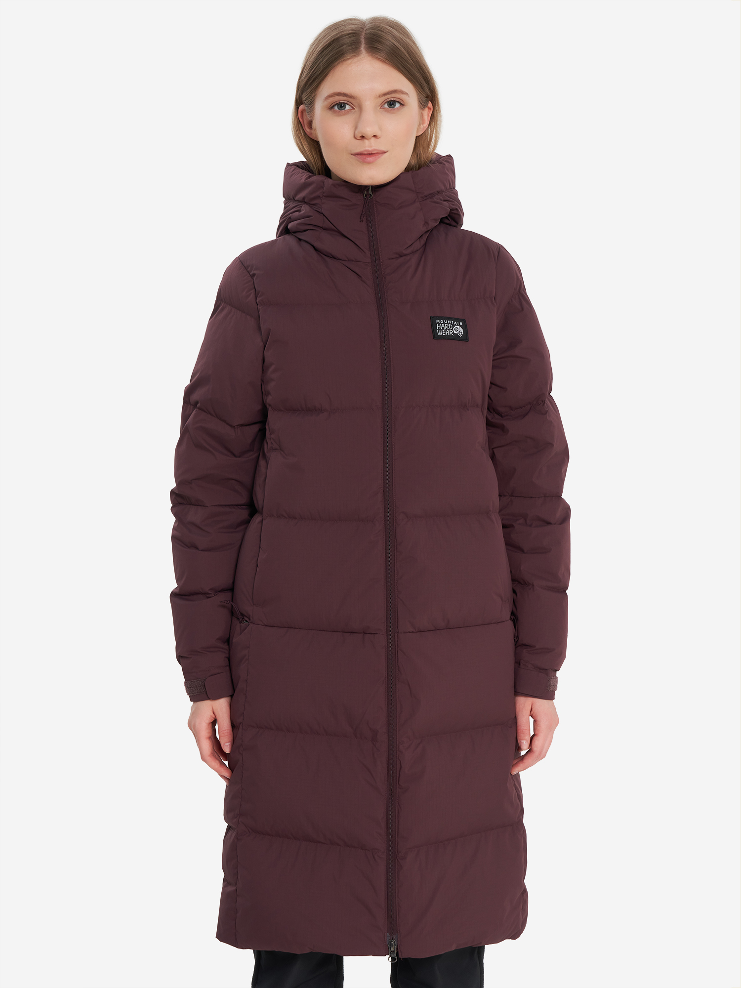 фото Пуховик женский mountain hardwear nevadan down long parka, фиолетовый