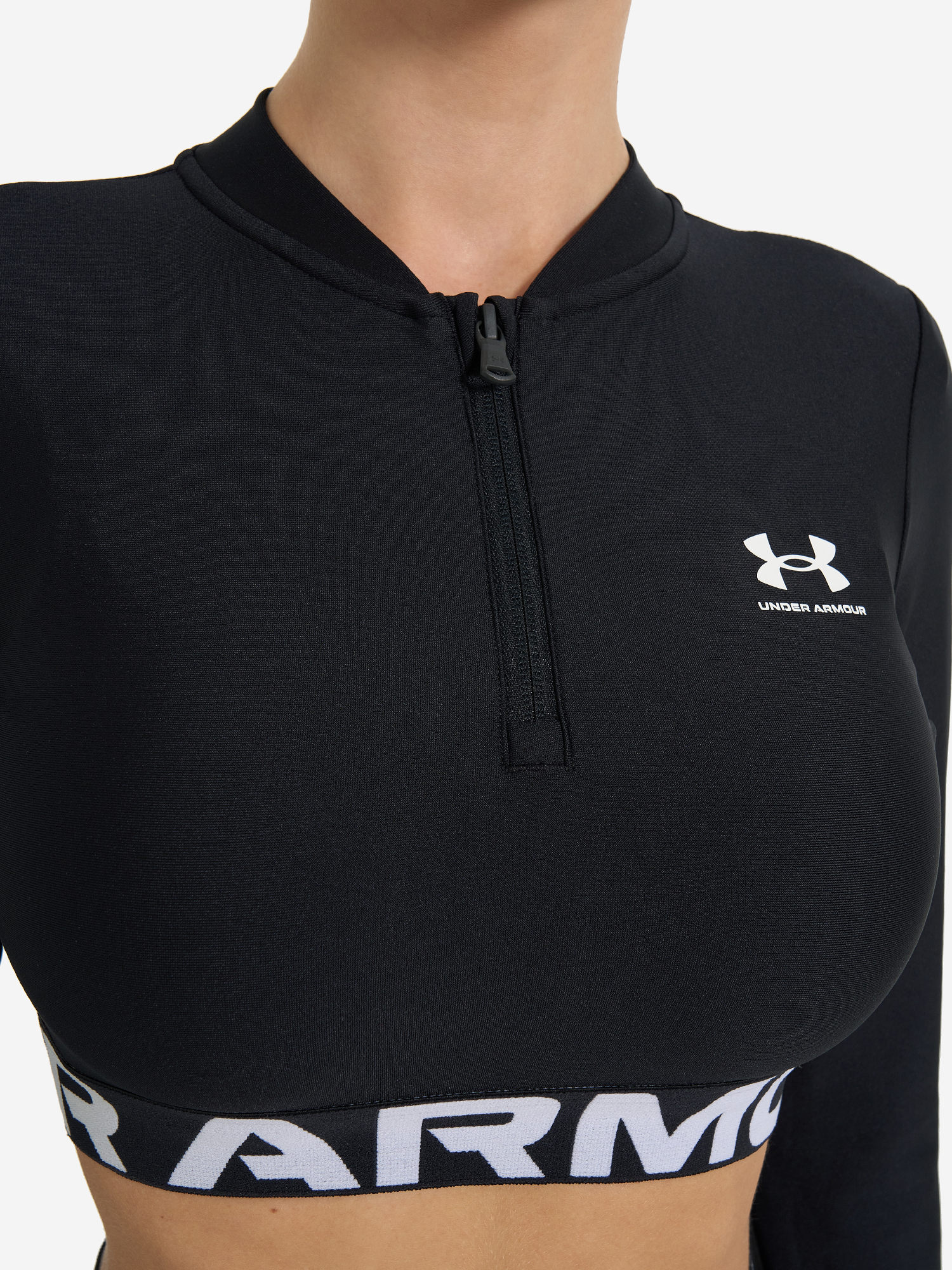 фото Лонгслив женский under armour heatgear rib, черный