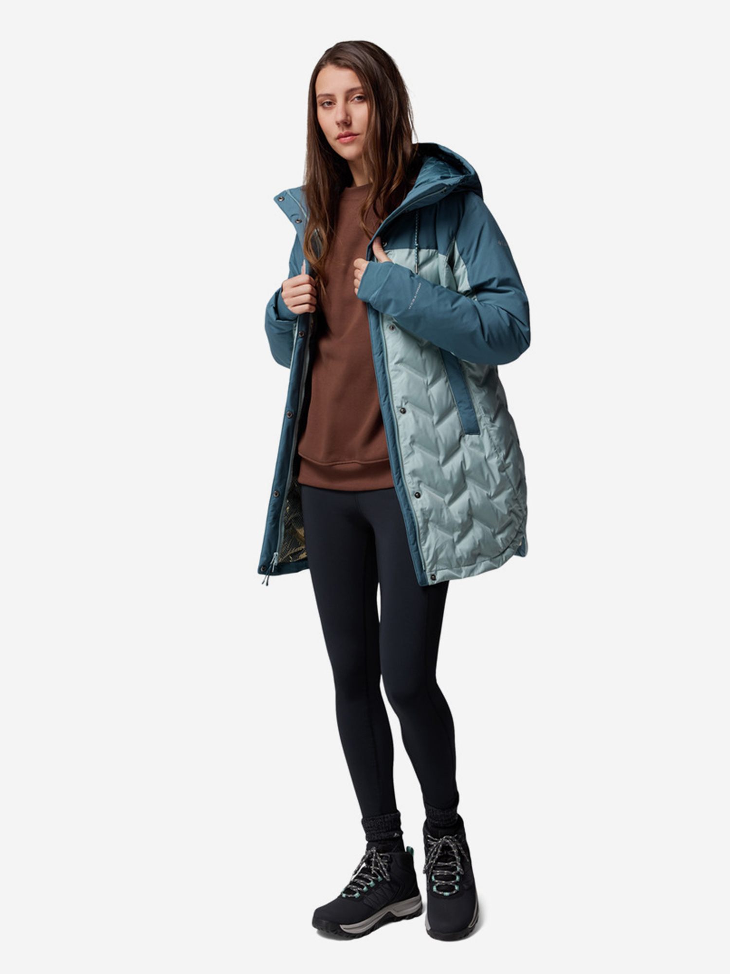 фото Пуховик женский columbia mountain croo iii mid down jacket, голубой