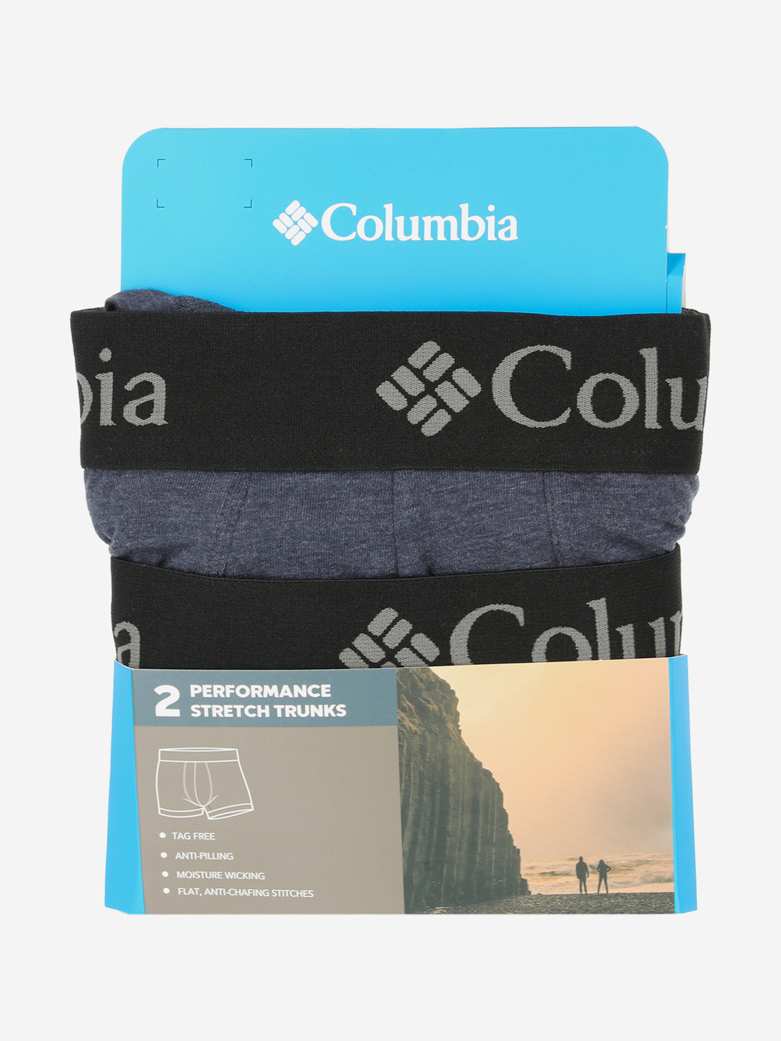 фото Трусы мужские columbia performance cotton stretch melange, 2 штуки, синий