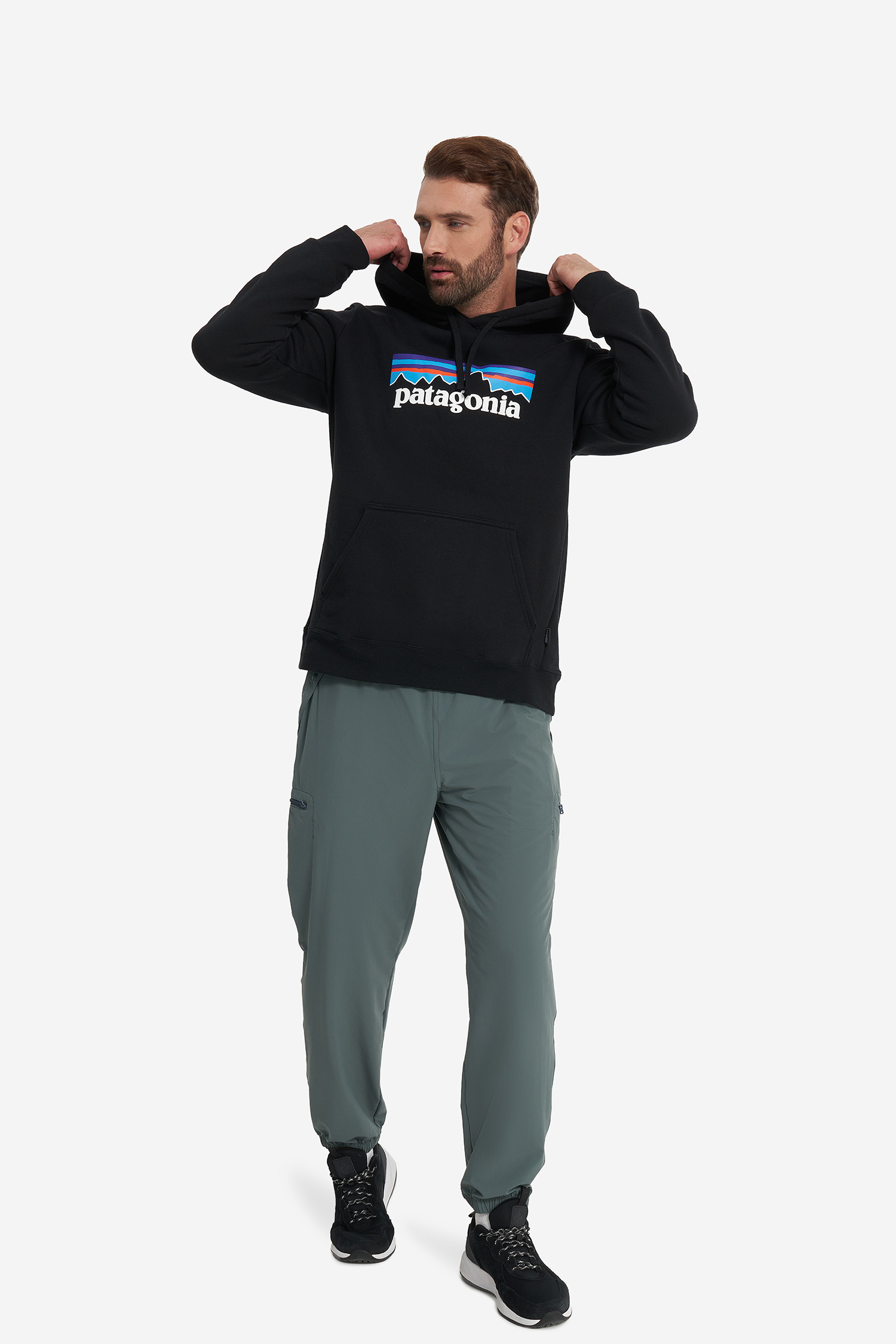фото Худи мужское patagonia logo uprisal, черный