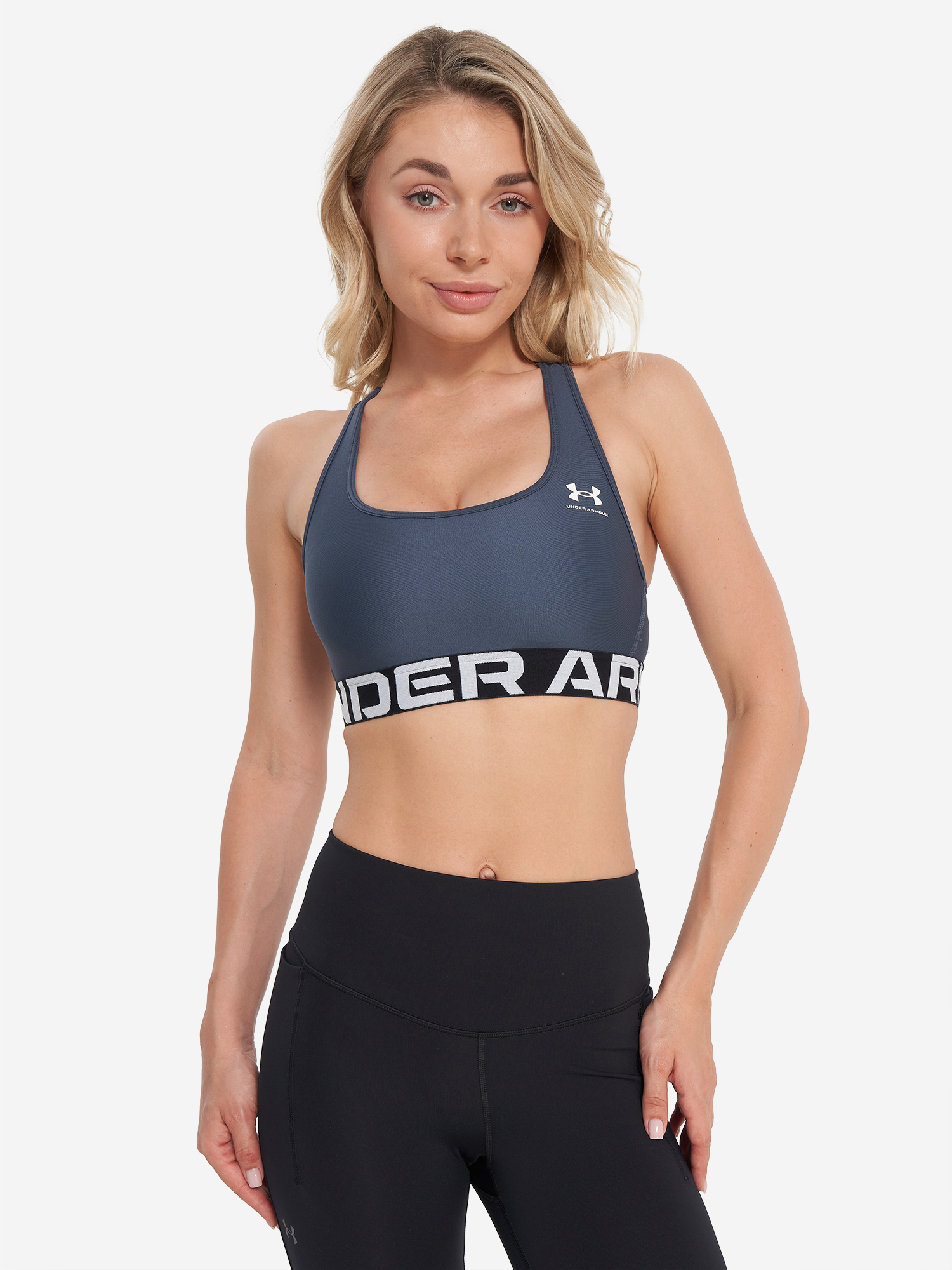 фото Спортивный топ бра under armour hg mid branded, серый