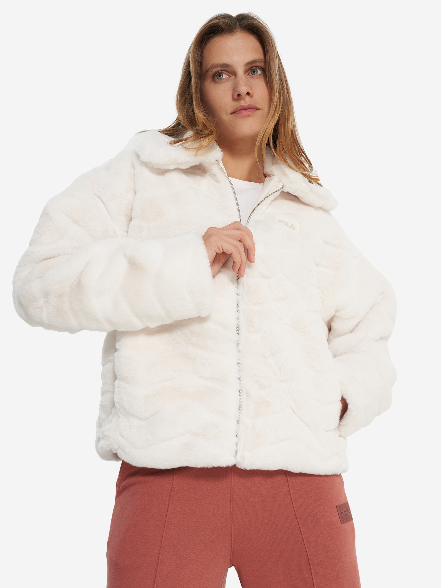 фото Куртка меховая женская fila, бежевый