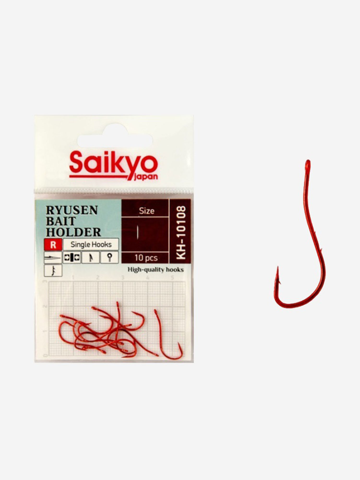 Крючки для рыбалки одинарные Saikyo KH-10108 R BN RYUSEN BAIT HOLDER ( 1 упк. по 10 шт.), Красный
Крючки для рыбалки одинарные Saikyo KH-10108 R BN RYUSEN BAIT HOLDER ( 1 упк. по 10 шт.), Красный