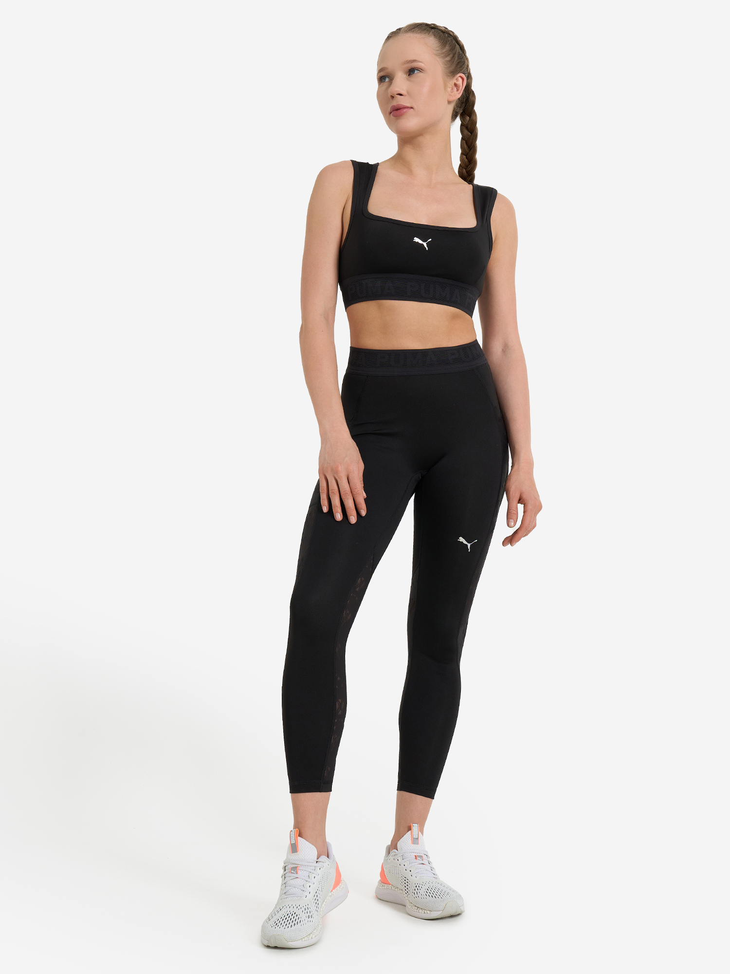 фото Топ бра спортивный puma move lace bra, черный