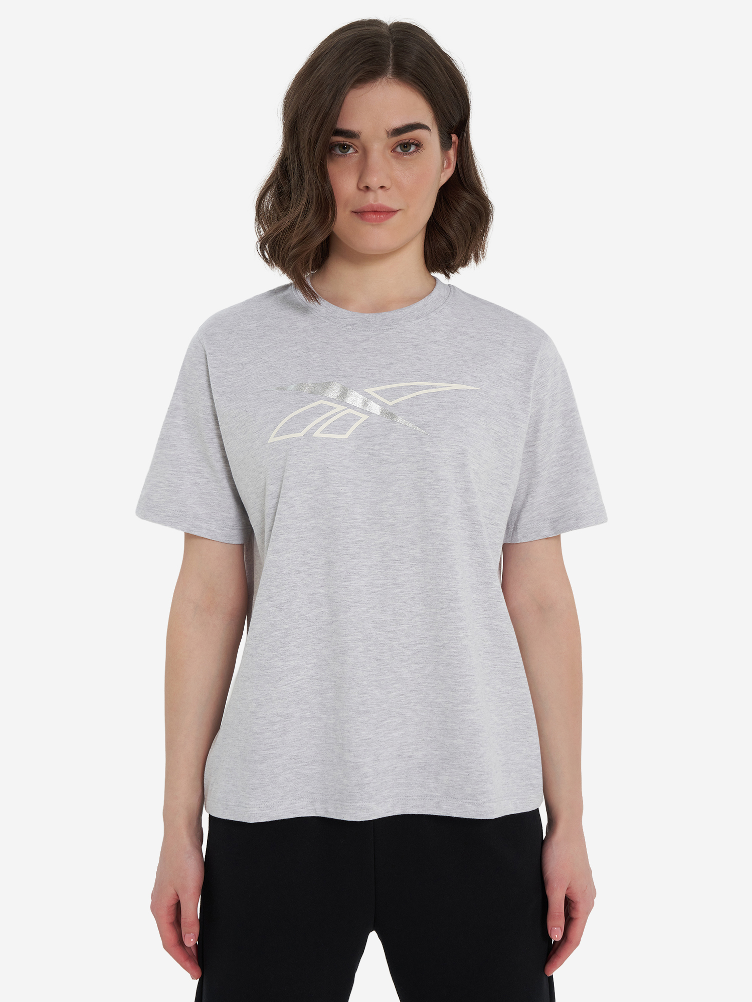 фото Футболка женская reebok brielle crew, серый