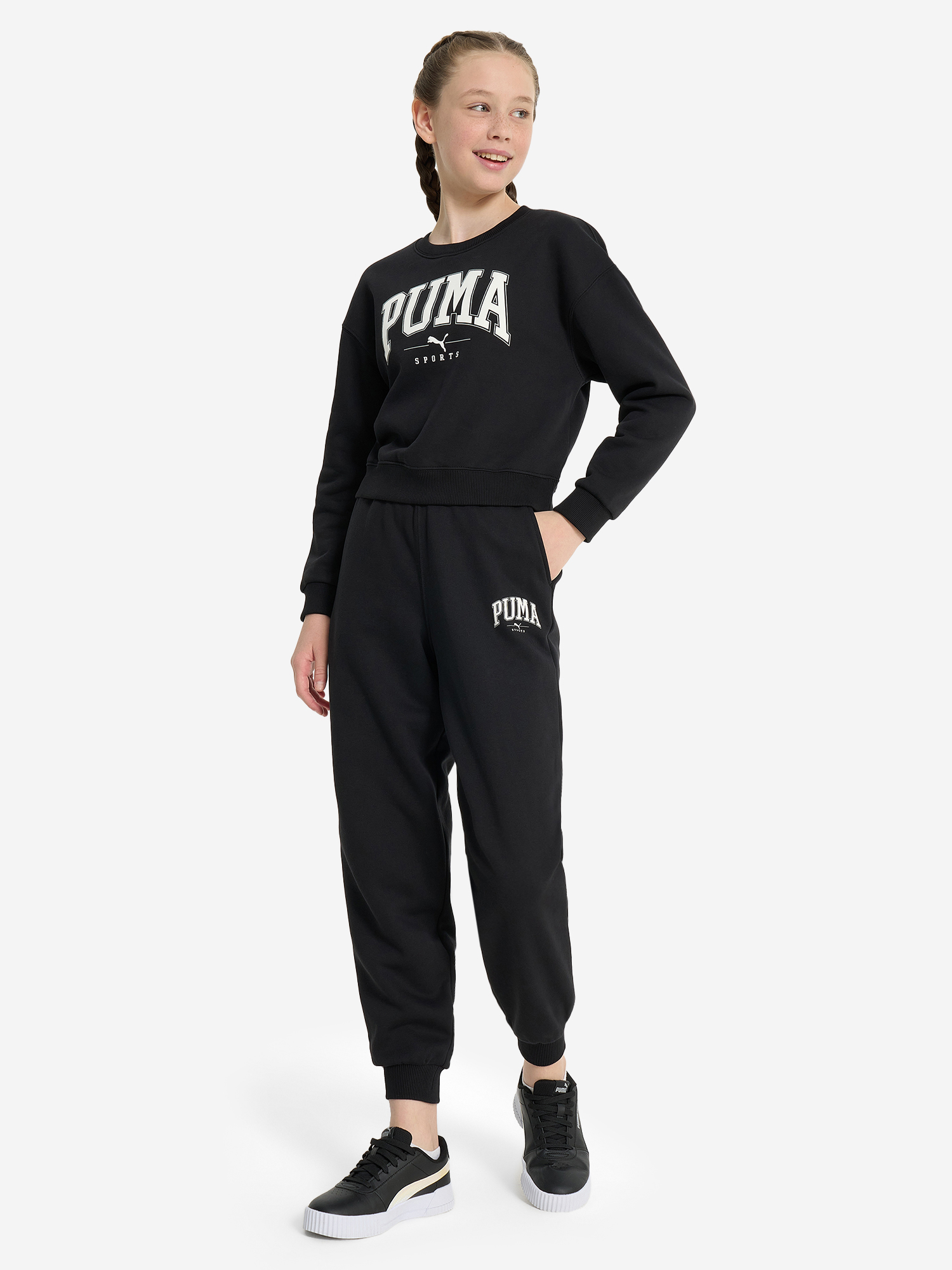 фото Брюки для девочек puma squad, черный