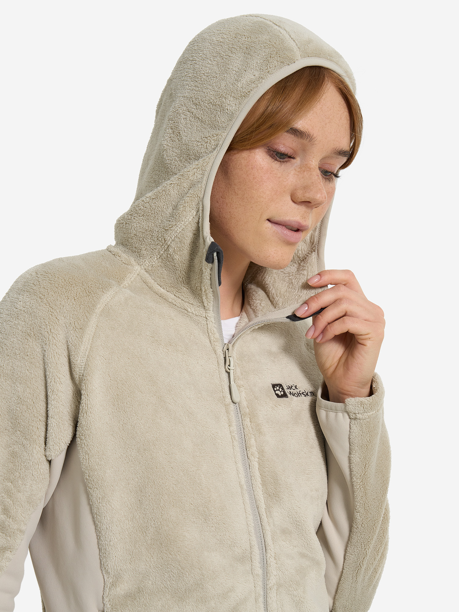 фото Толстовка женская jack wolfskin rotwand, бежевый