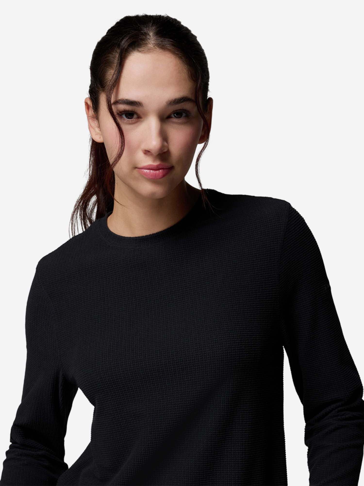 фото Лонгслив женский columbia brea falls grid crew ls, черный