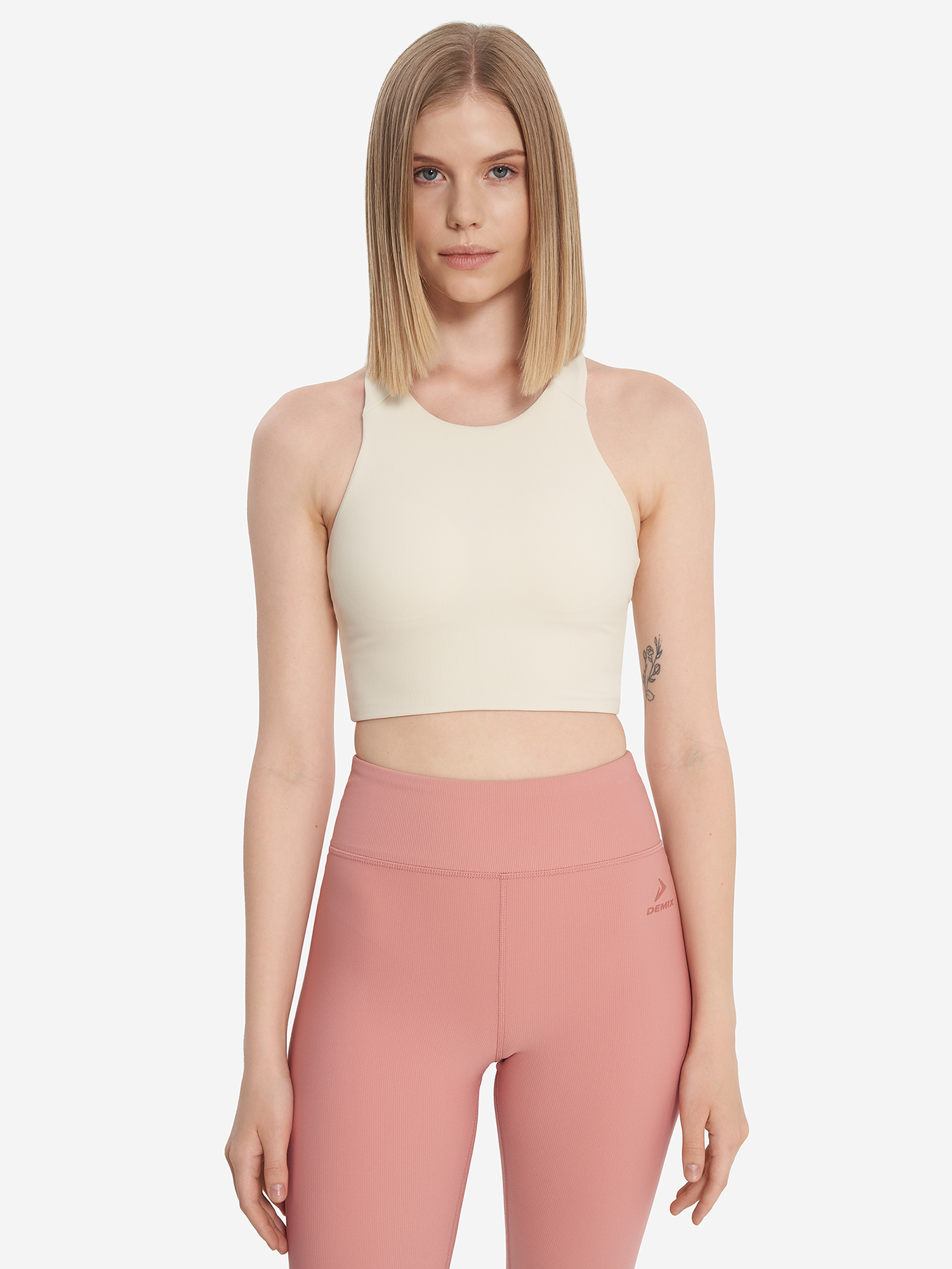 фото Топ бра спортивный demix highflow yoga longline, бежевый
