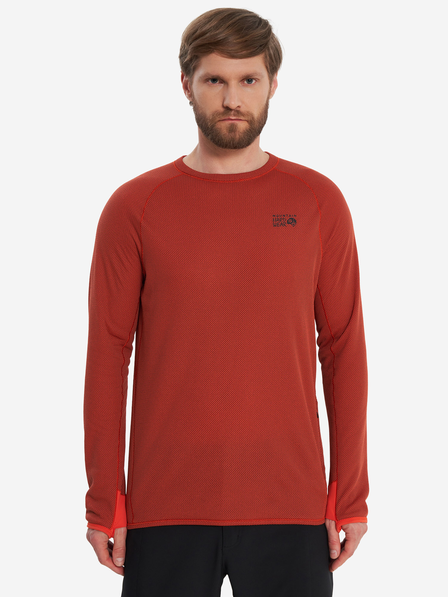 фото Лонгслив мужской mountain hardwear airmesh, оранжевый