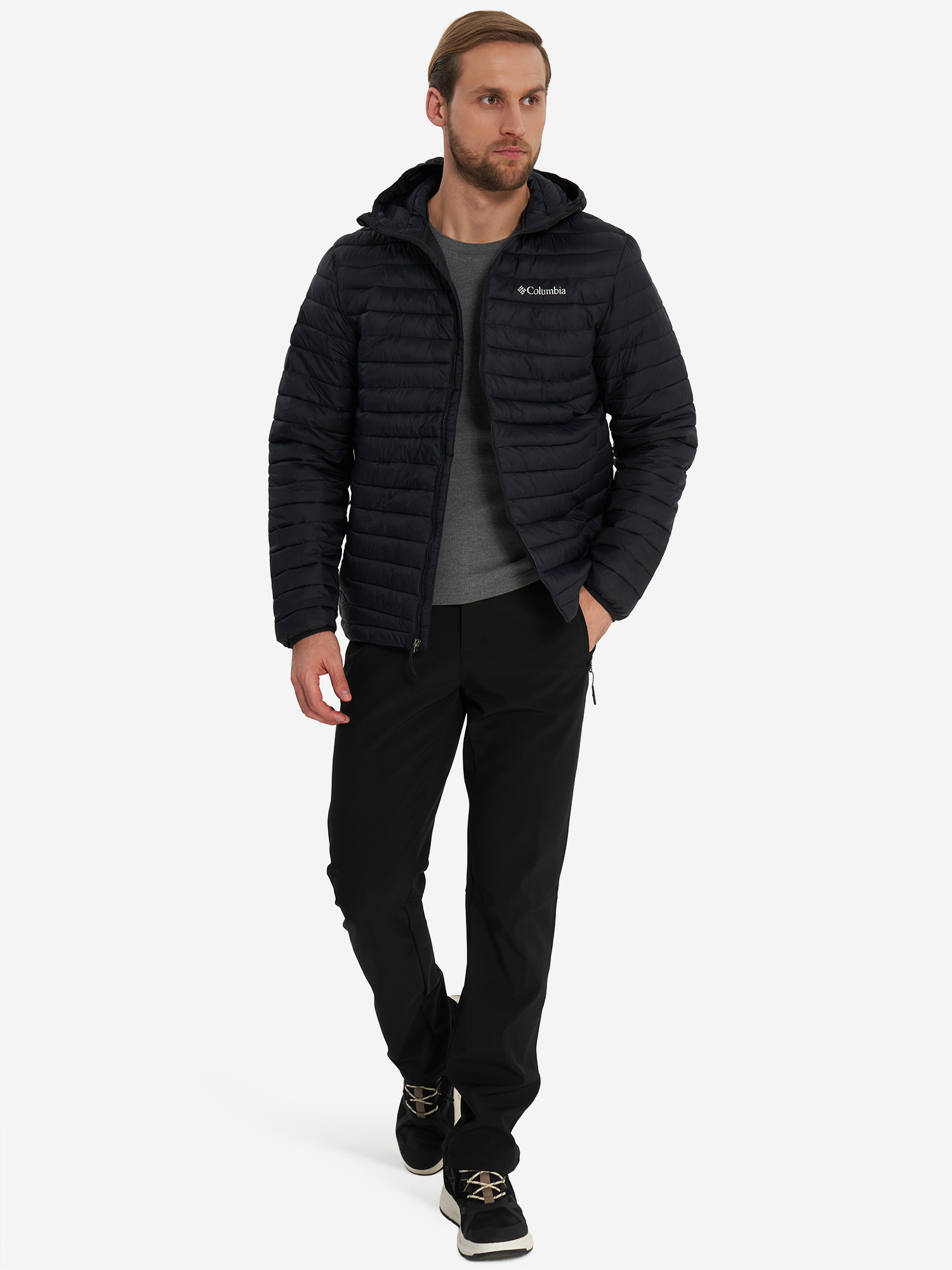 фото Куртка утепленная мужская columbia powder pass hooded jacket, черный