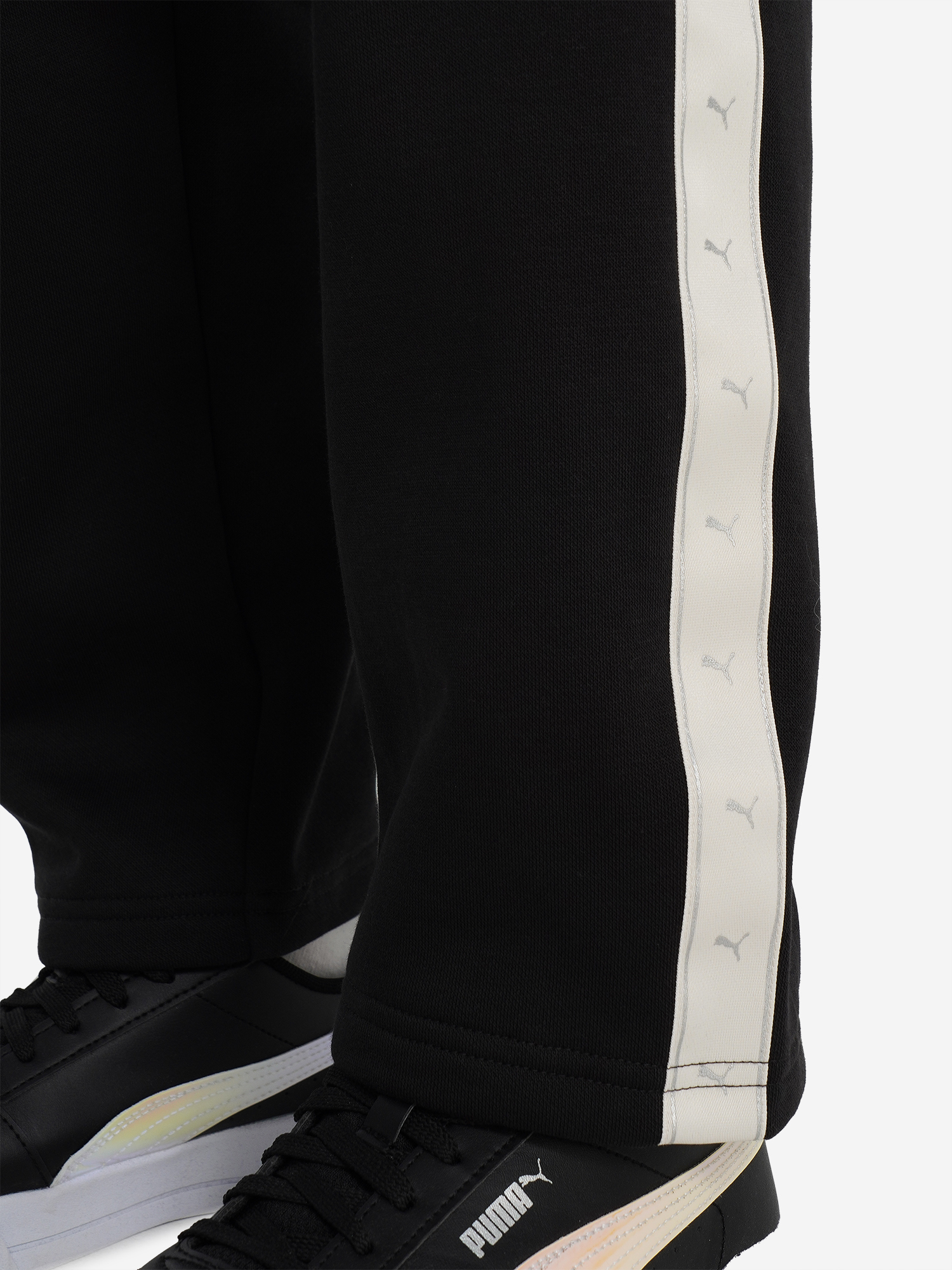 фото Брюки для девочек puma tape relaxed, черный