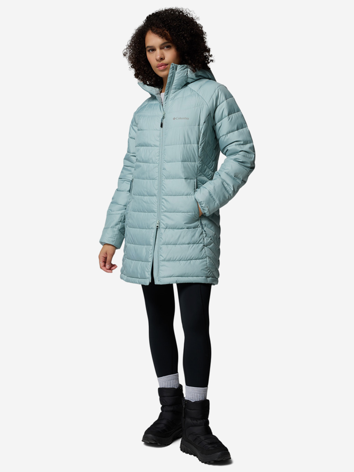 фото Куртка утепленная женская columbia powder lite ii mid jacket, голубой