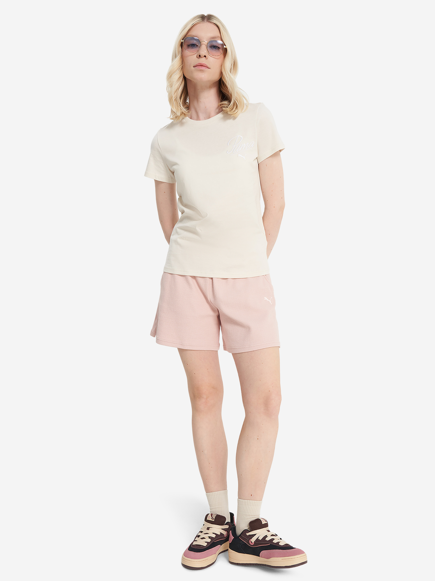 фото Футболка женская puma ess script, бежевый
