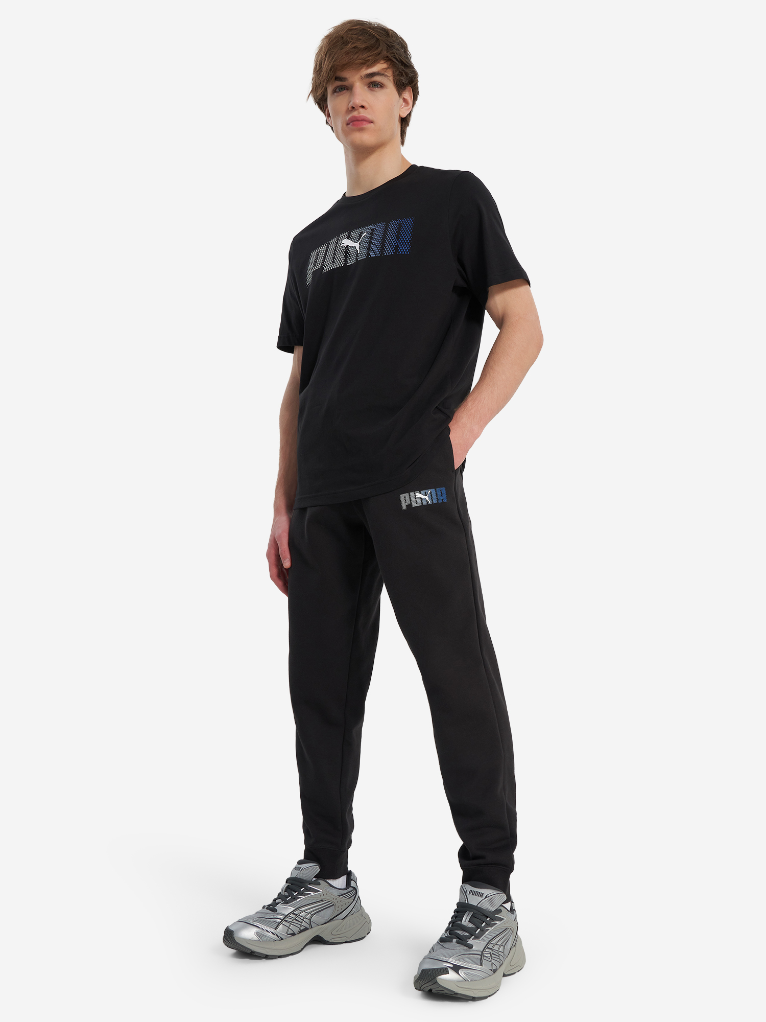 фото Брюки мужские puma ess logo lab, черный
